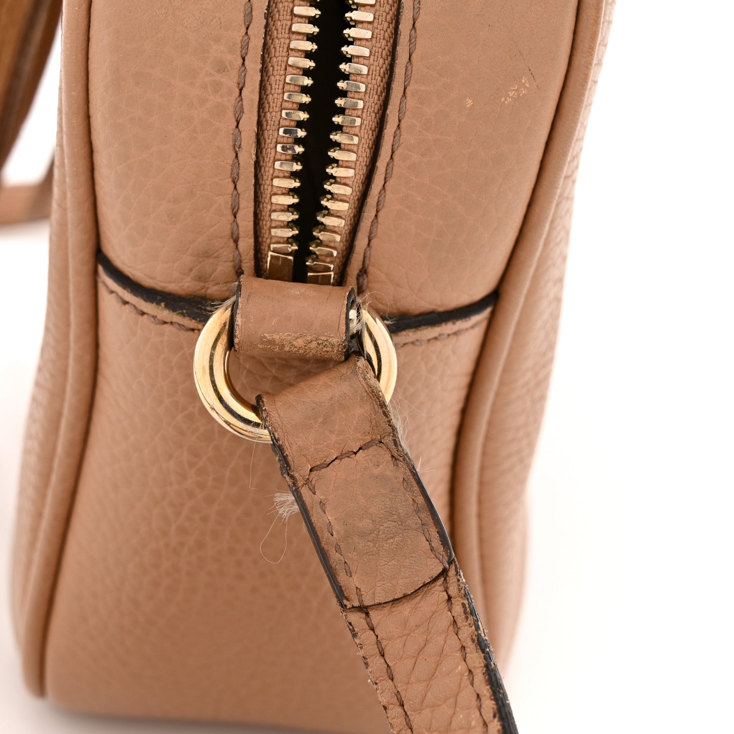 Pebbled Calfskin Small Soho Disco Bag Camelia