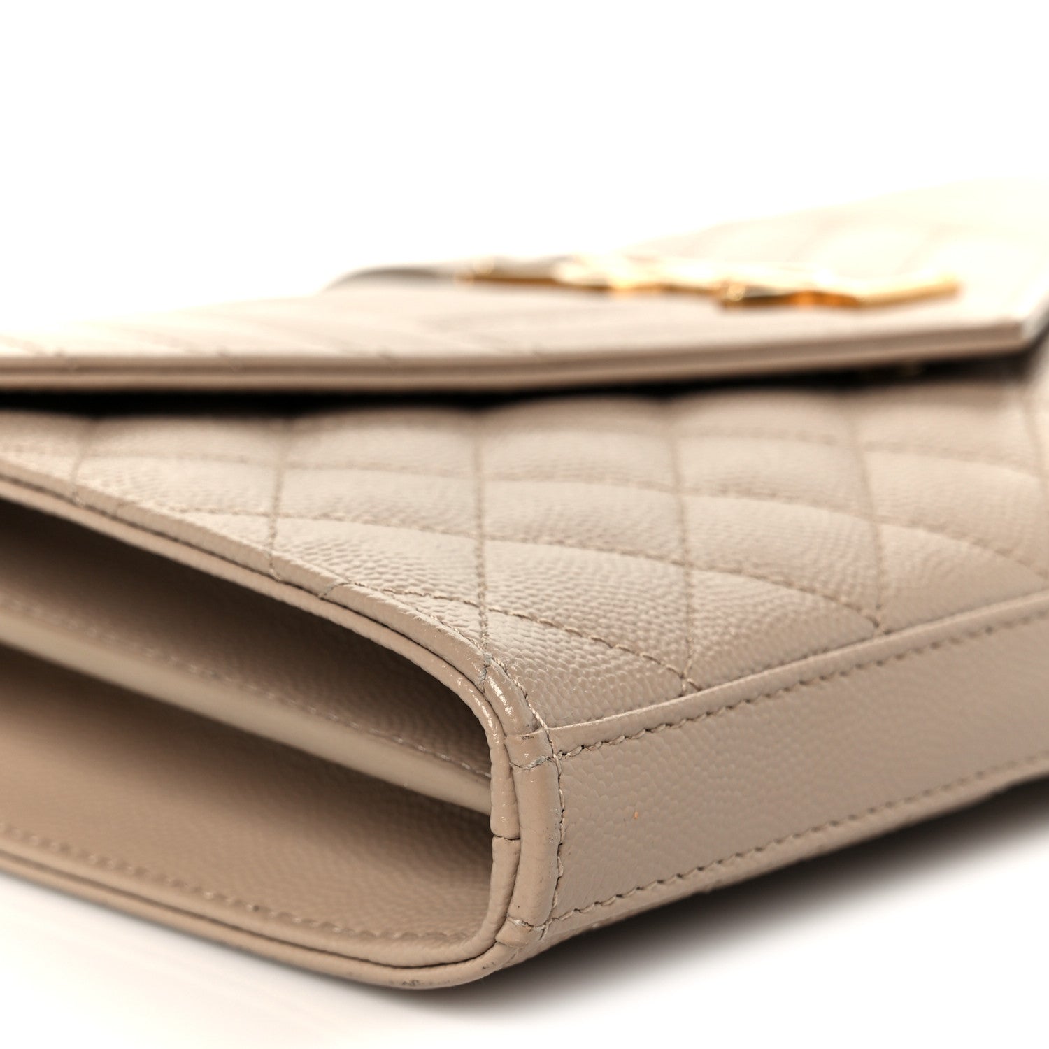 Grain De Poudre Mixed Matelasse Triquilt Monogram Chain Wallet Dark Beige