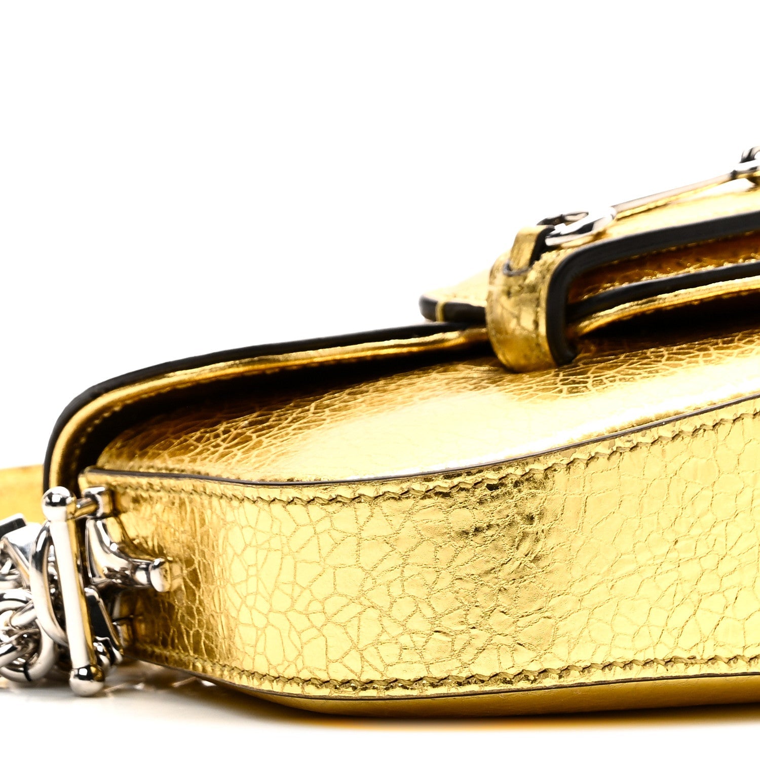 Metallic Calfskin Mini Horsebit 1955 Asymmetric Shoulder Bag Gold