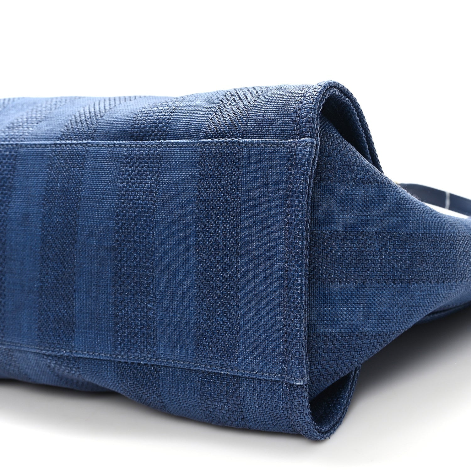Mixed Fibers Striped Medium Deauville Tote Navy Blue