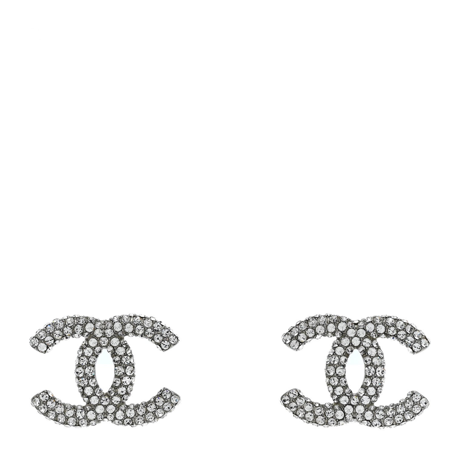 Crystal Large CC Earrings Silver