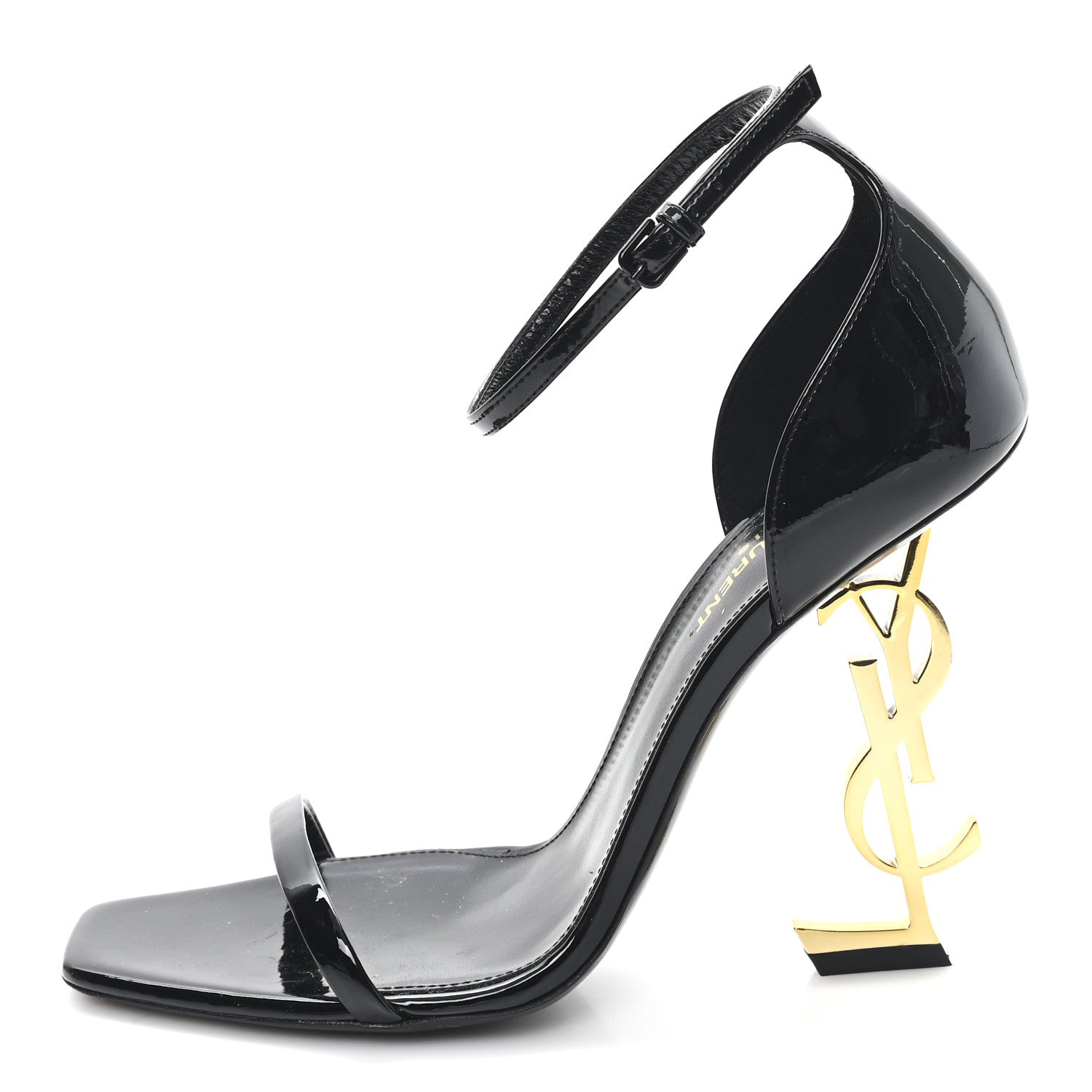 Patent Calfskin Opyum 110 Sandals 39.5 Black Gold