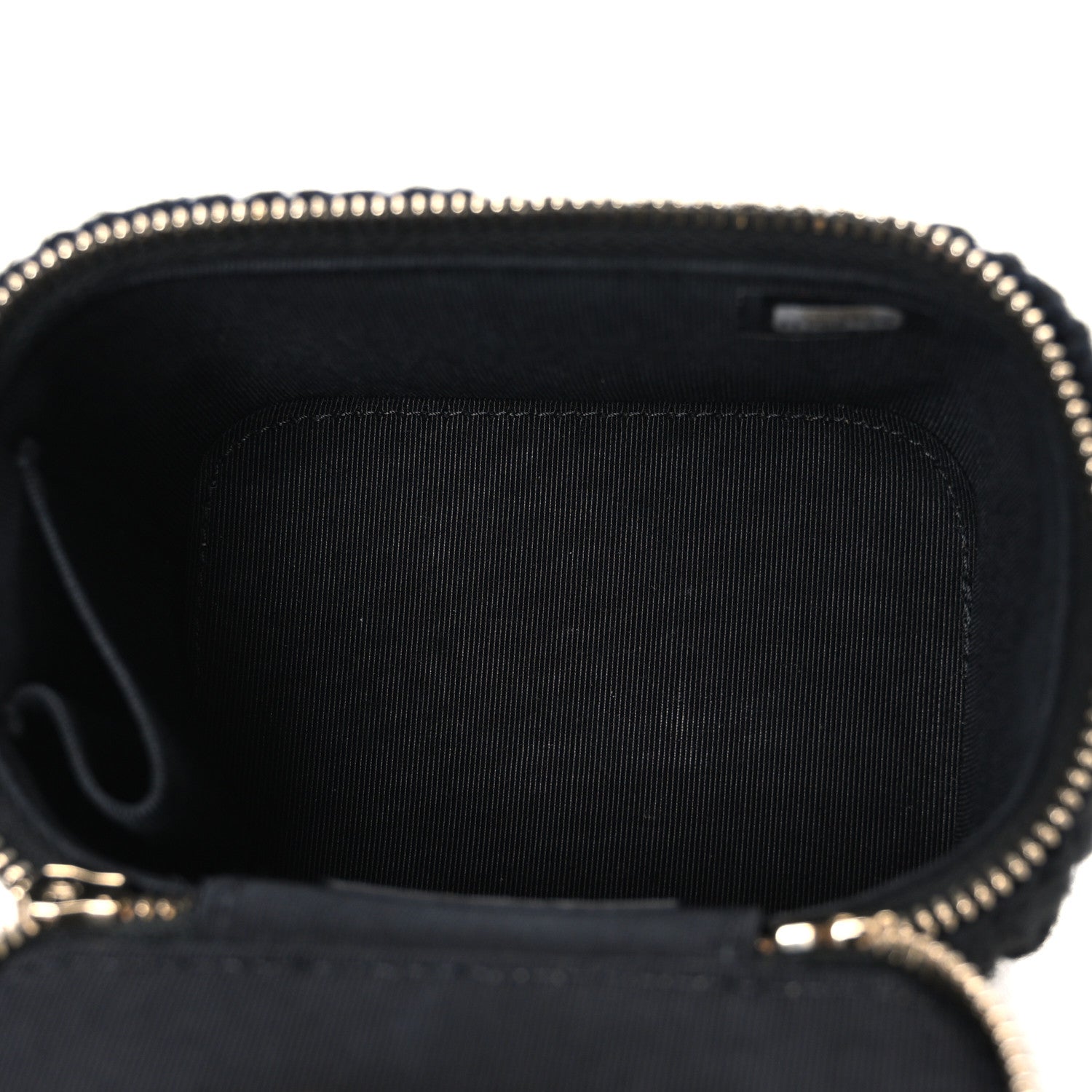Lambskin Crochet Quilted Mini Vanity Case With Chain Black