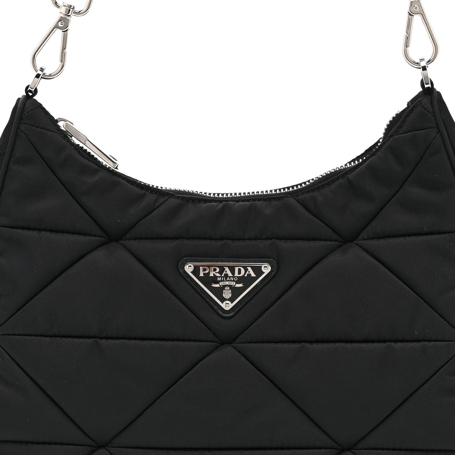 Re-Nylon Triangle Padded Patchwork Shoulder Bag Black