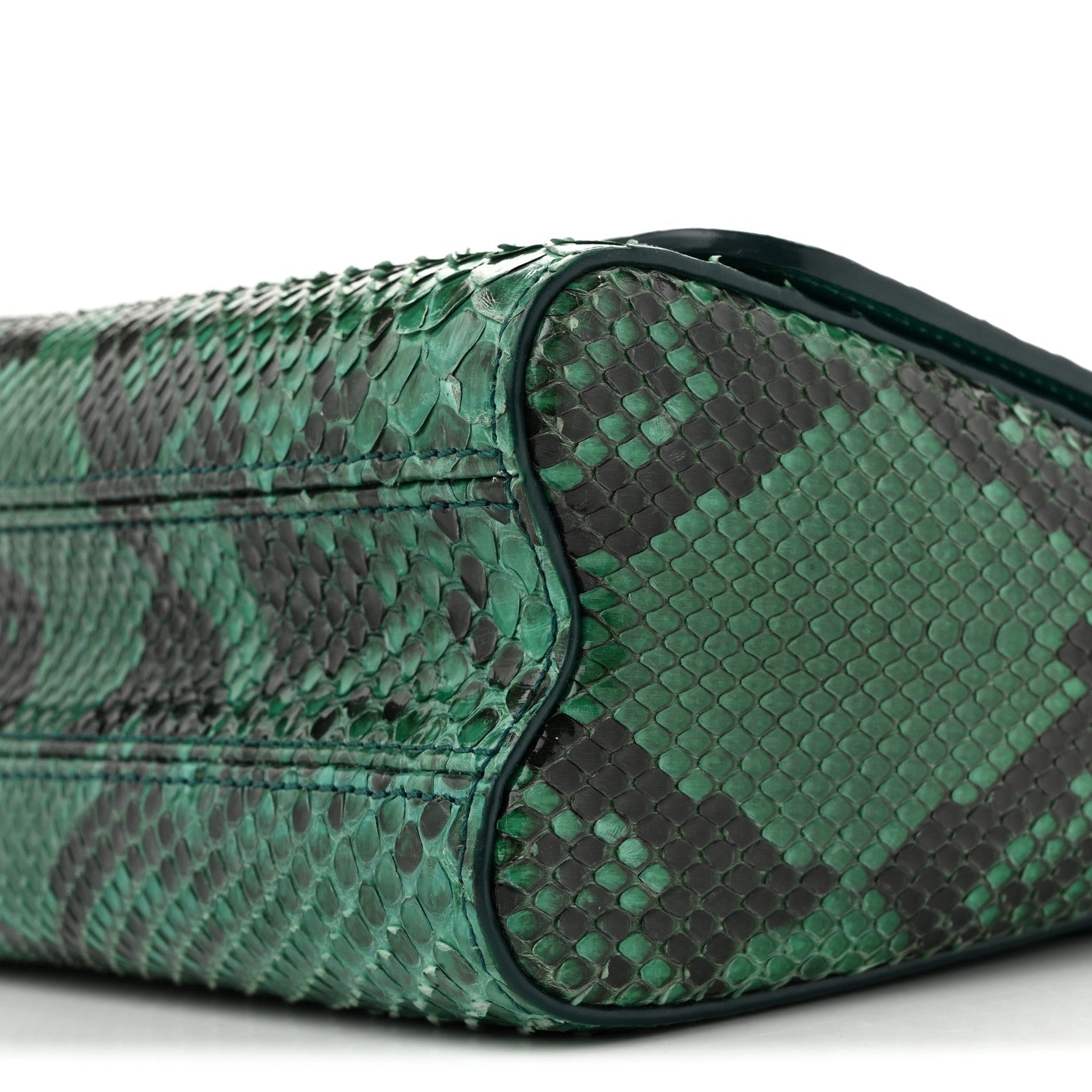 Snakeskin Twist Shoulder Bag MM Green