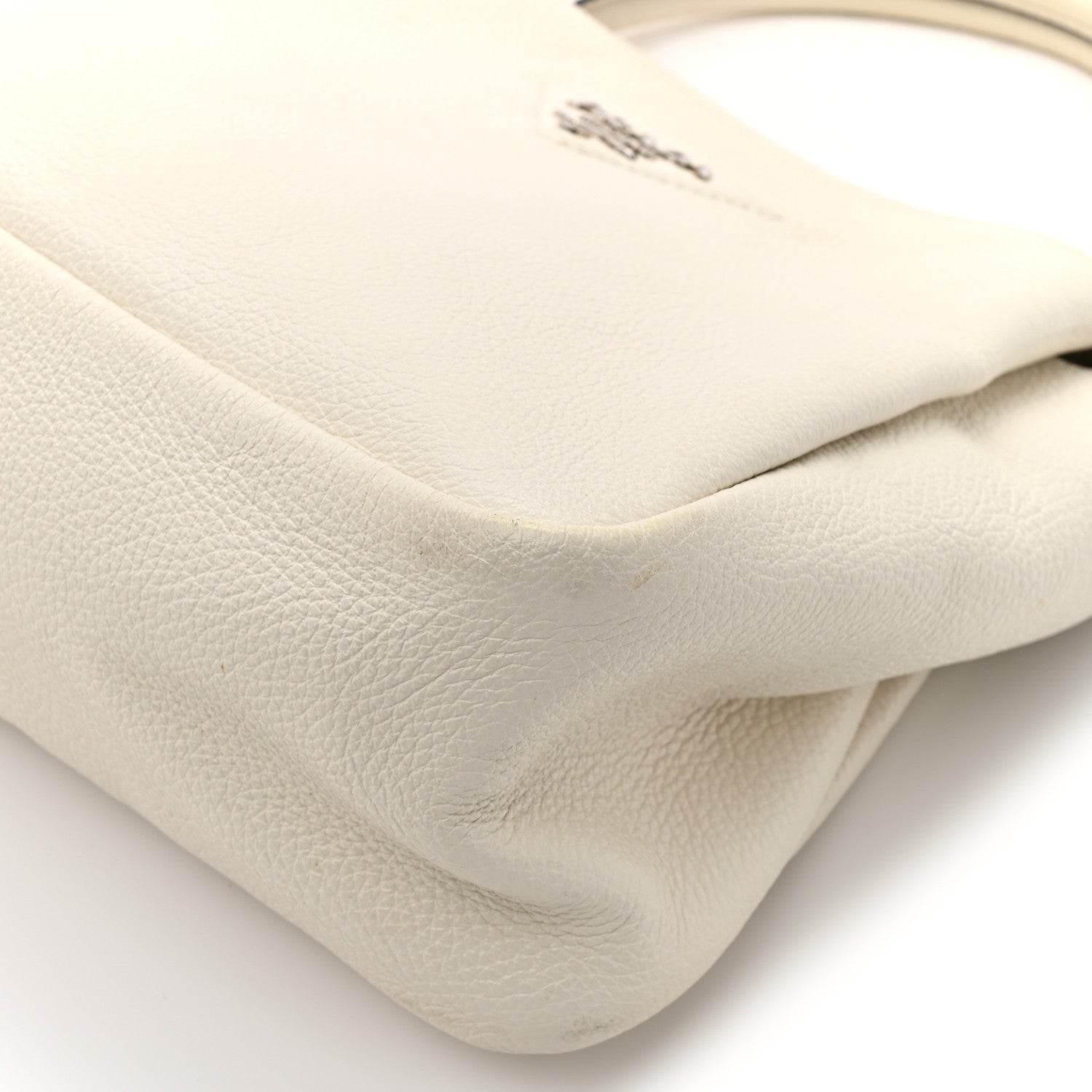Vitello Daino Soft Medium Zippered Top Handle Bag White