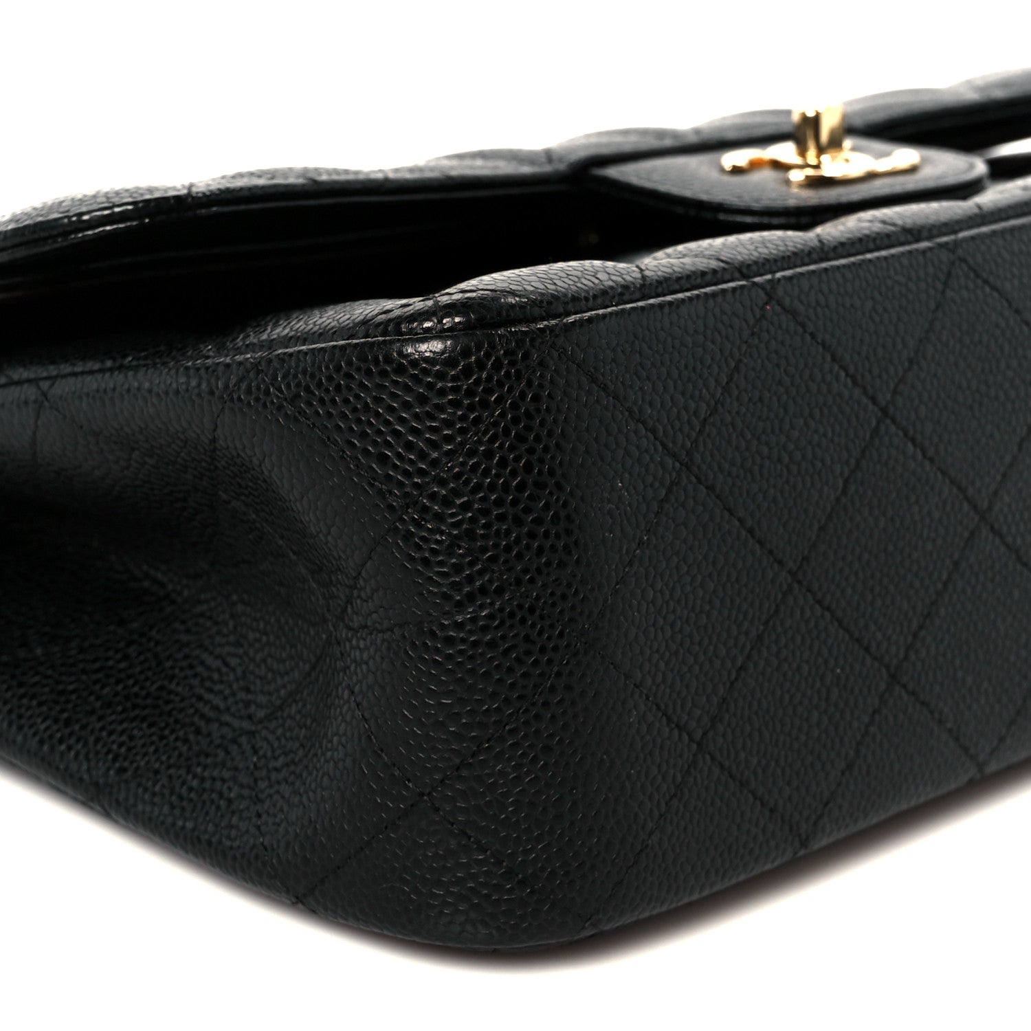 Caviar Quilted Jumbo Double Flap Black