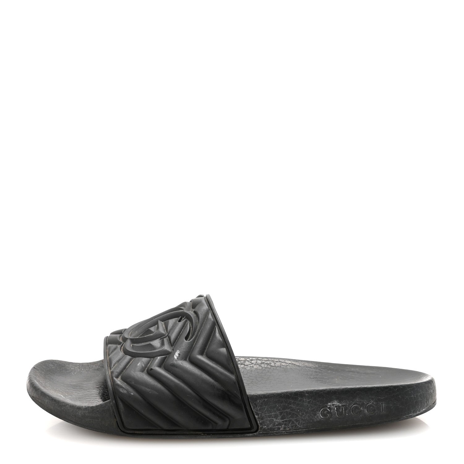 Rubber Matelasse Womens Slide Sandals 40 Black