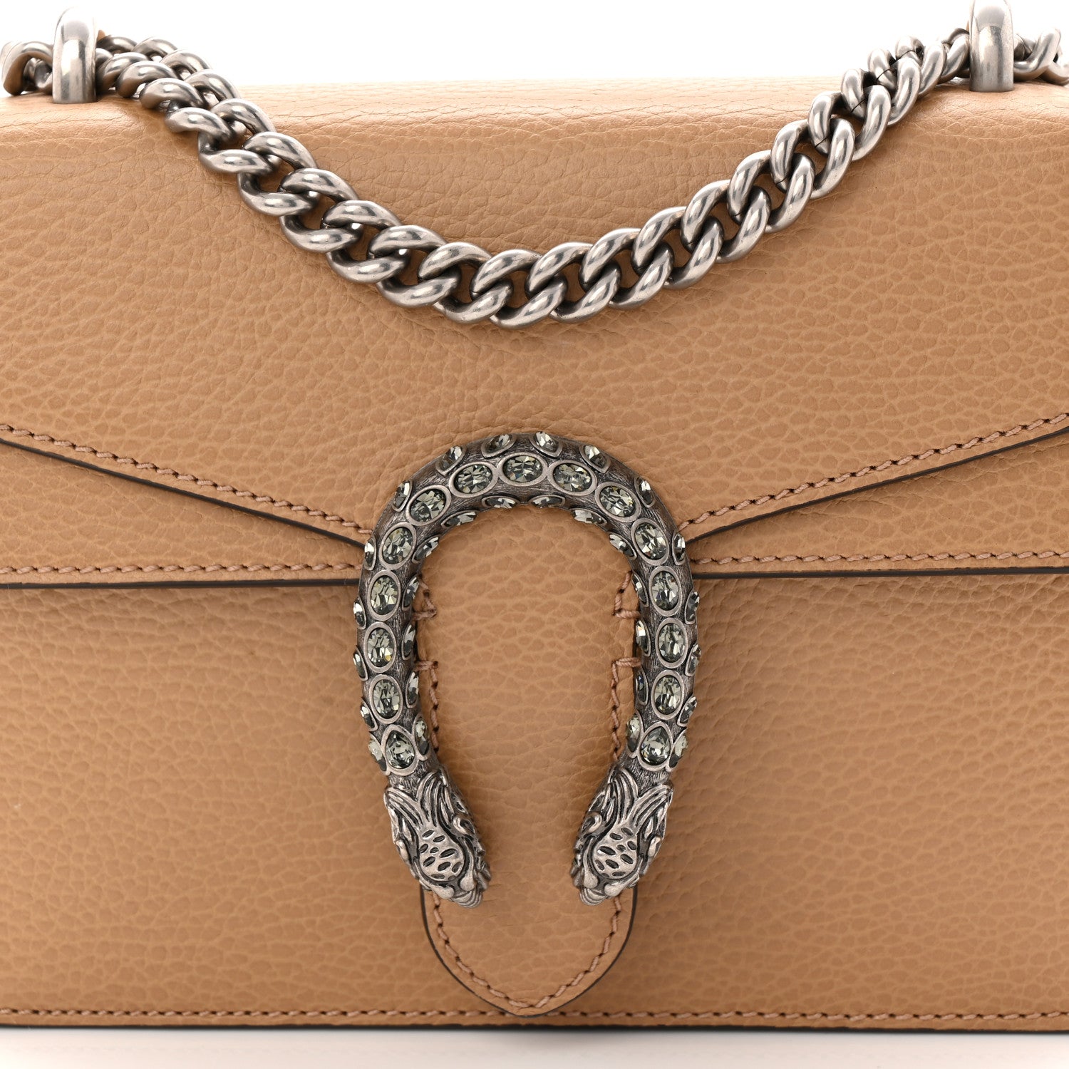 Dollar Calfskin Crystal Mini Dionysus Shoulder Bag Natural Tan Black Diamond