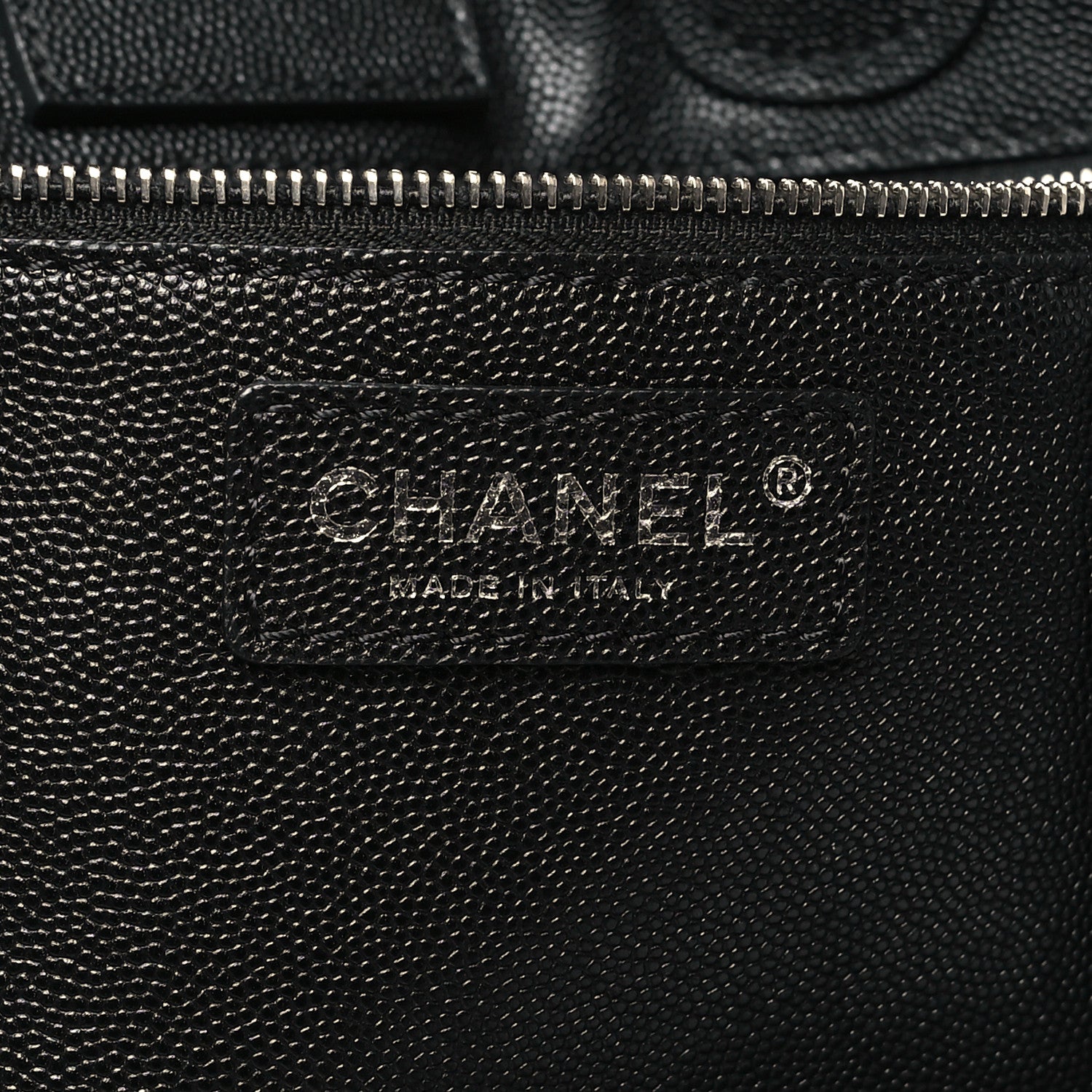 Caviar Stitched Large Lady Coco Shopping Tote Black