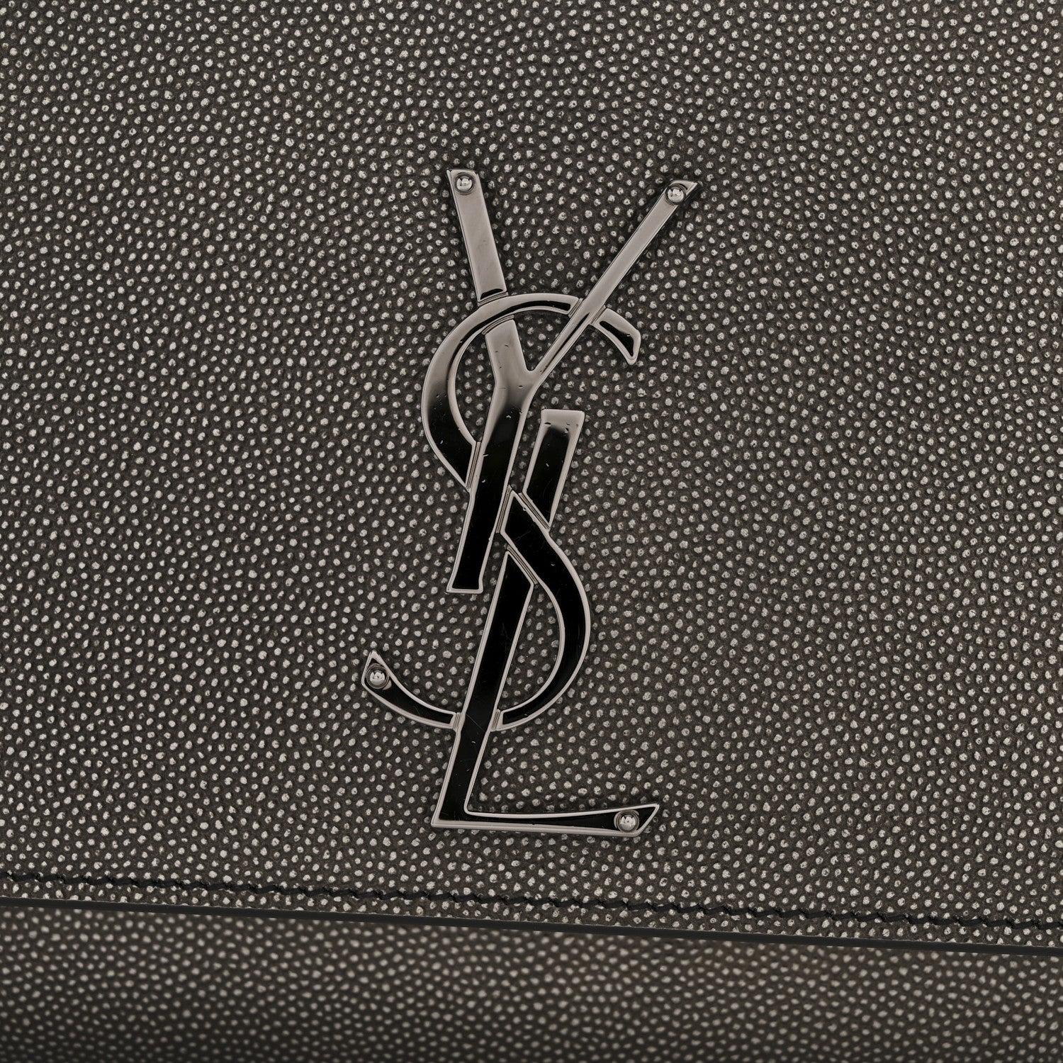 Metallic Grain De Poudre Medium Classic Monogram Kate Satchel Dark Lead