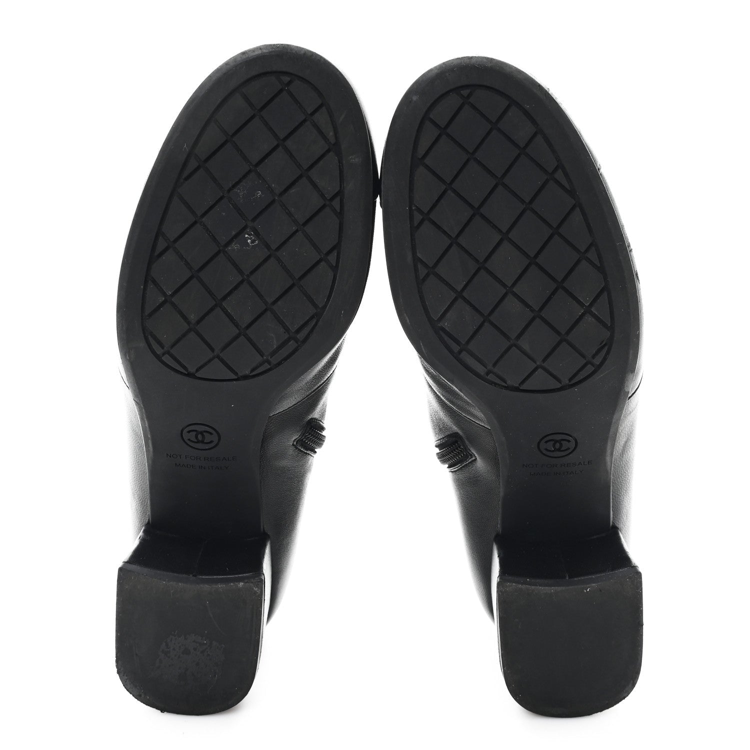 Stretch Lambskin Cap Toe CC Short Boots 39 Black