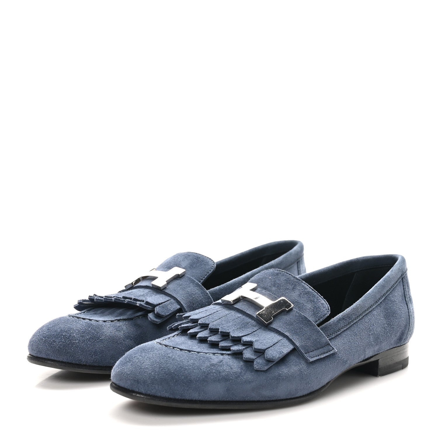 Suede Goatskin Womens Royal Loafers 35.5 Bleu Celeste