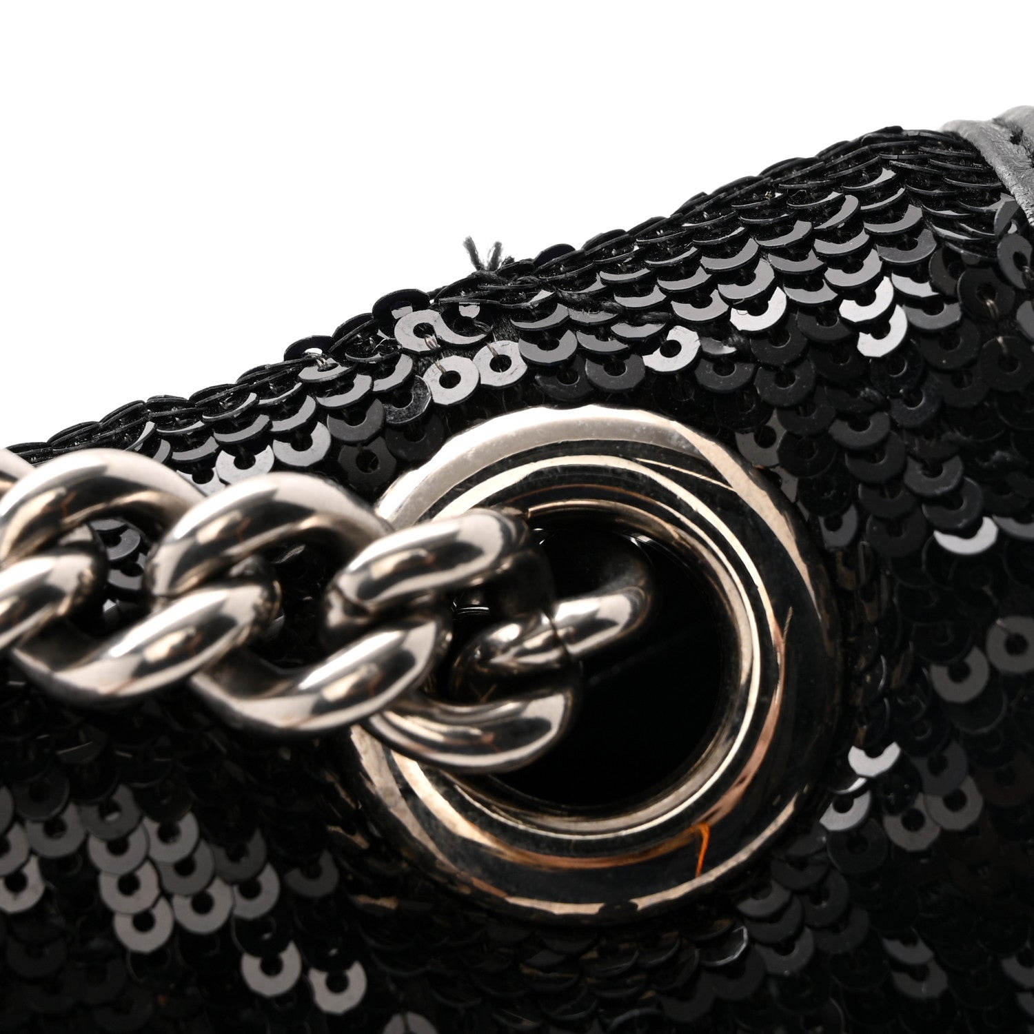 Sequin Matelasse Small GG Marmont Shoulder Bag Black