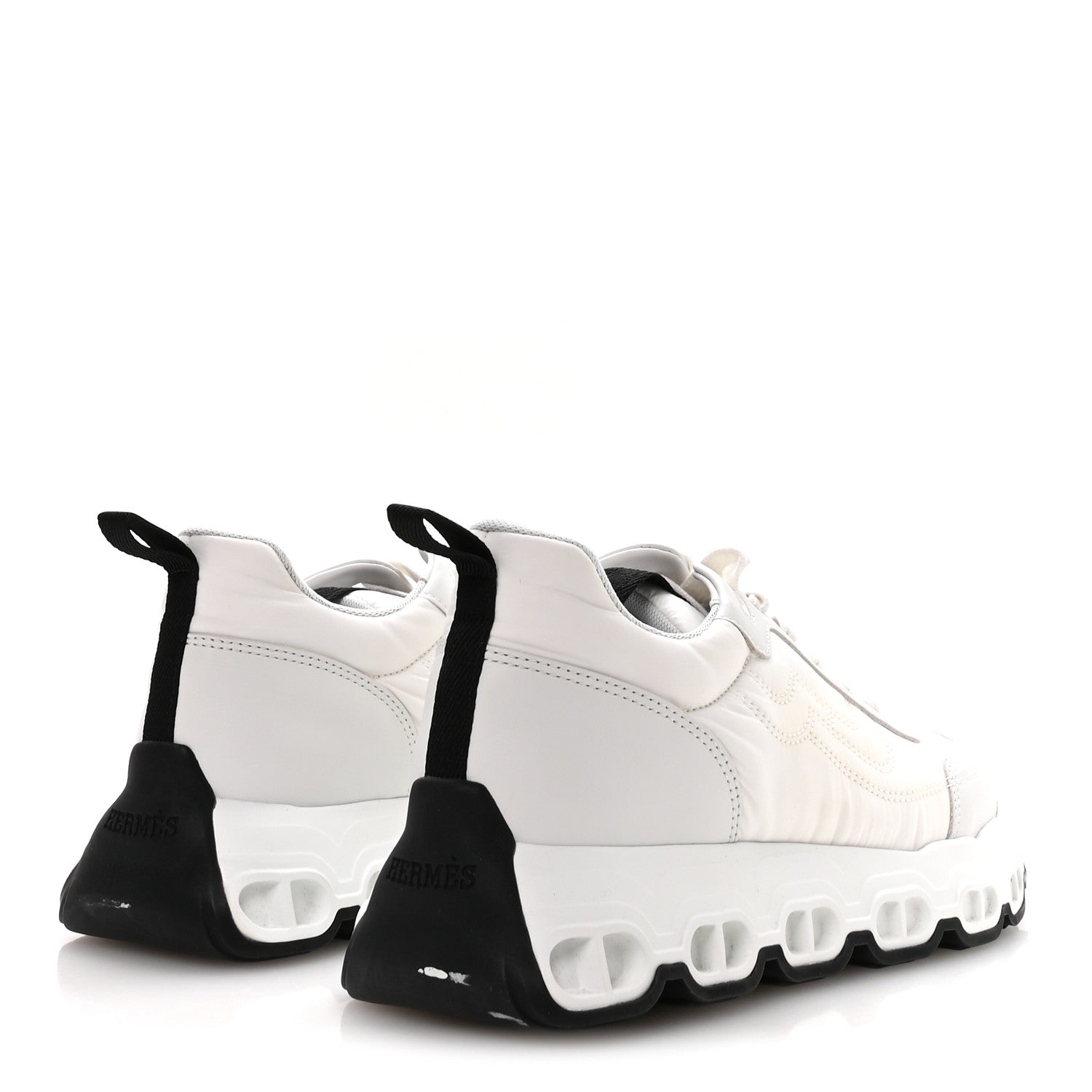 Parachute Fabric Calfskin Impulse Sneakers 38.5 White