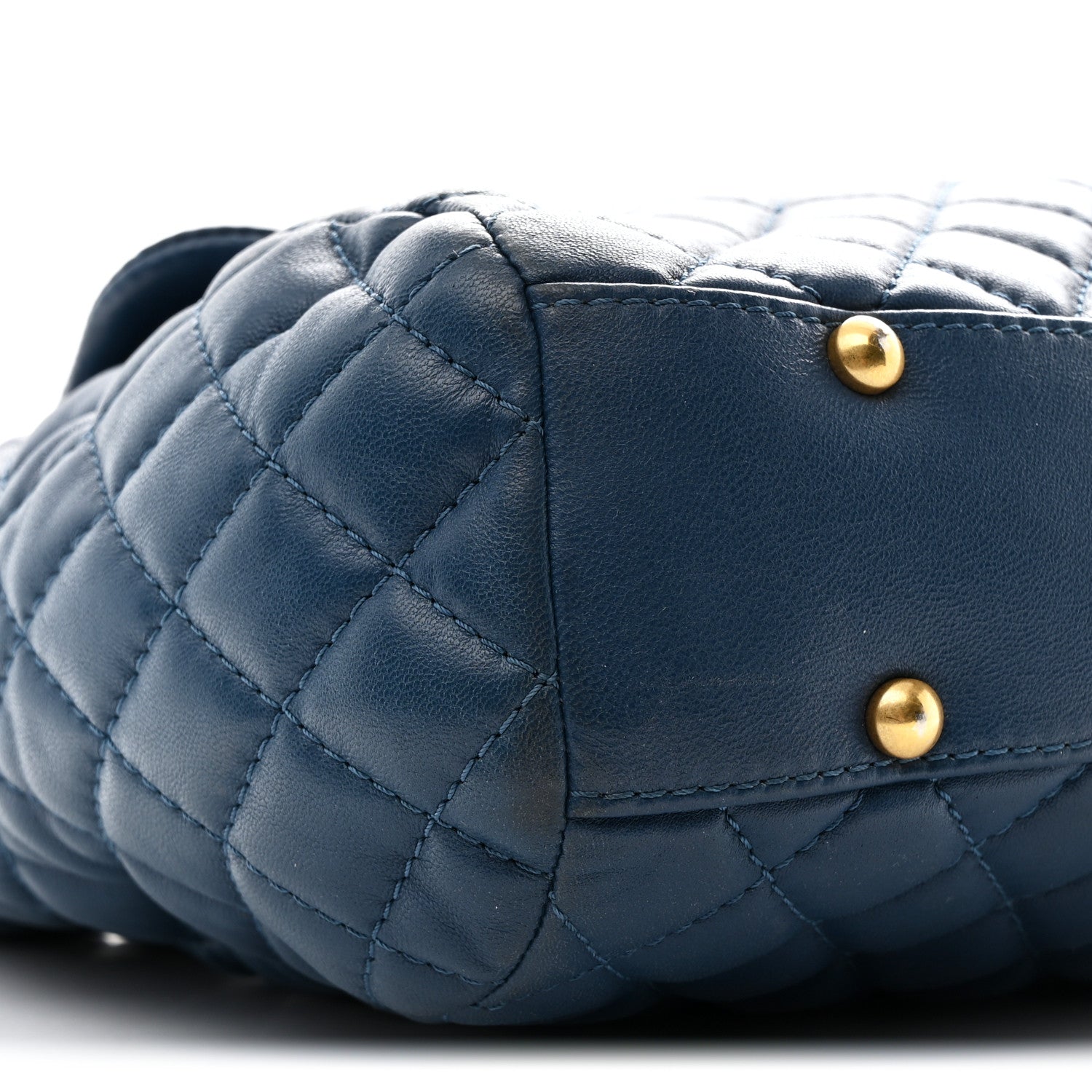 Lambskin Quilted Large Fluffy CC Shopping Tote Blue