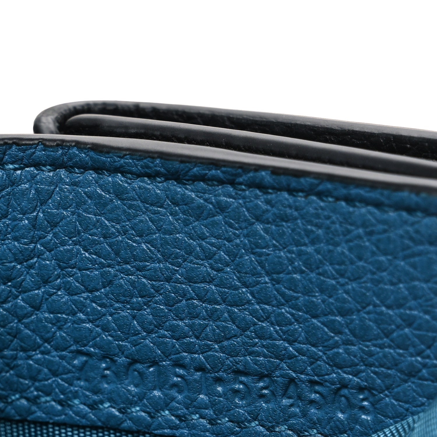 Calfskin Embossed Mini Wallet Black Blue