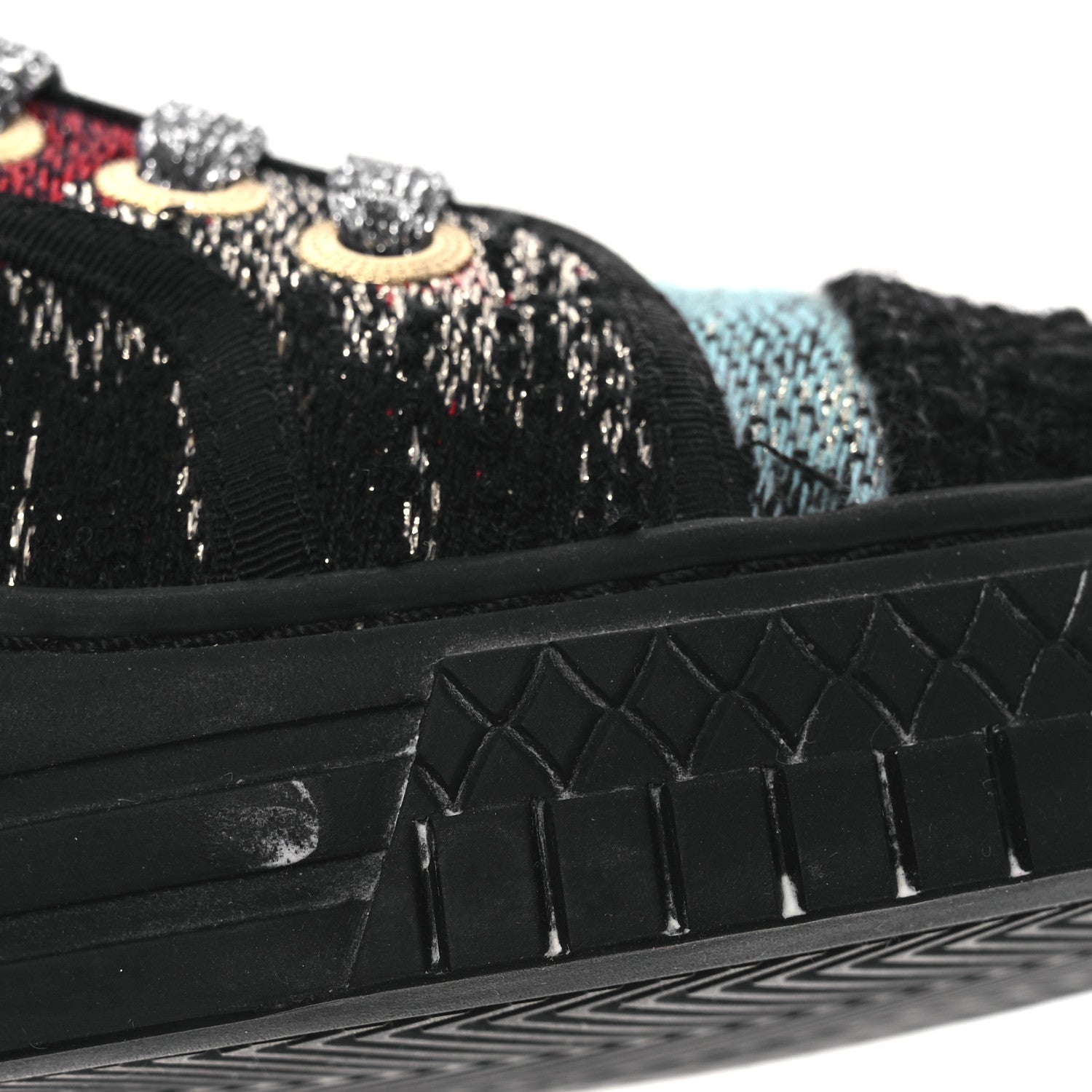 Metallic Tweed Low Top Sneakers 38 Black Multicolor