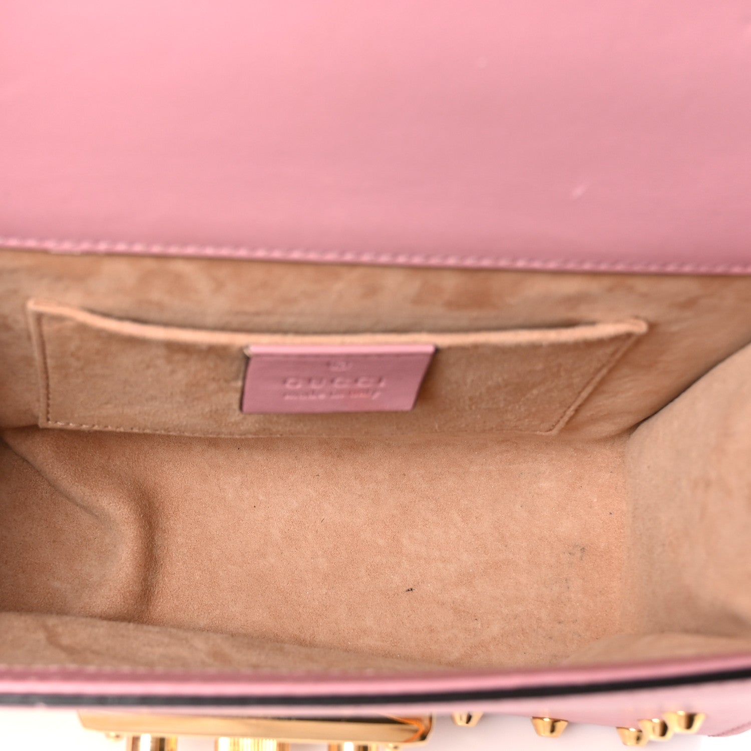 Calfskin Studded Small Padlock Shoulder Bag Carmine Rose