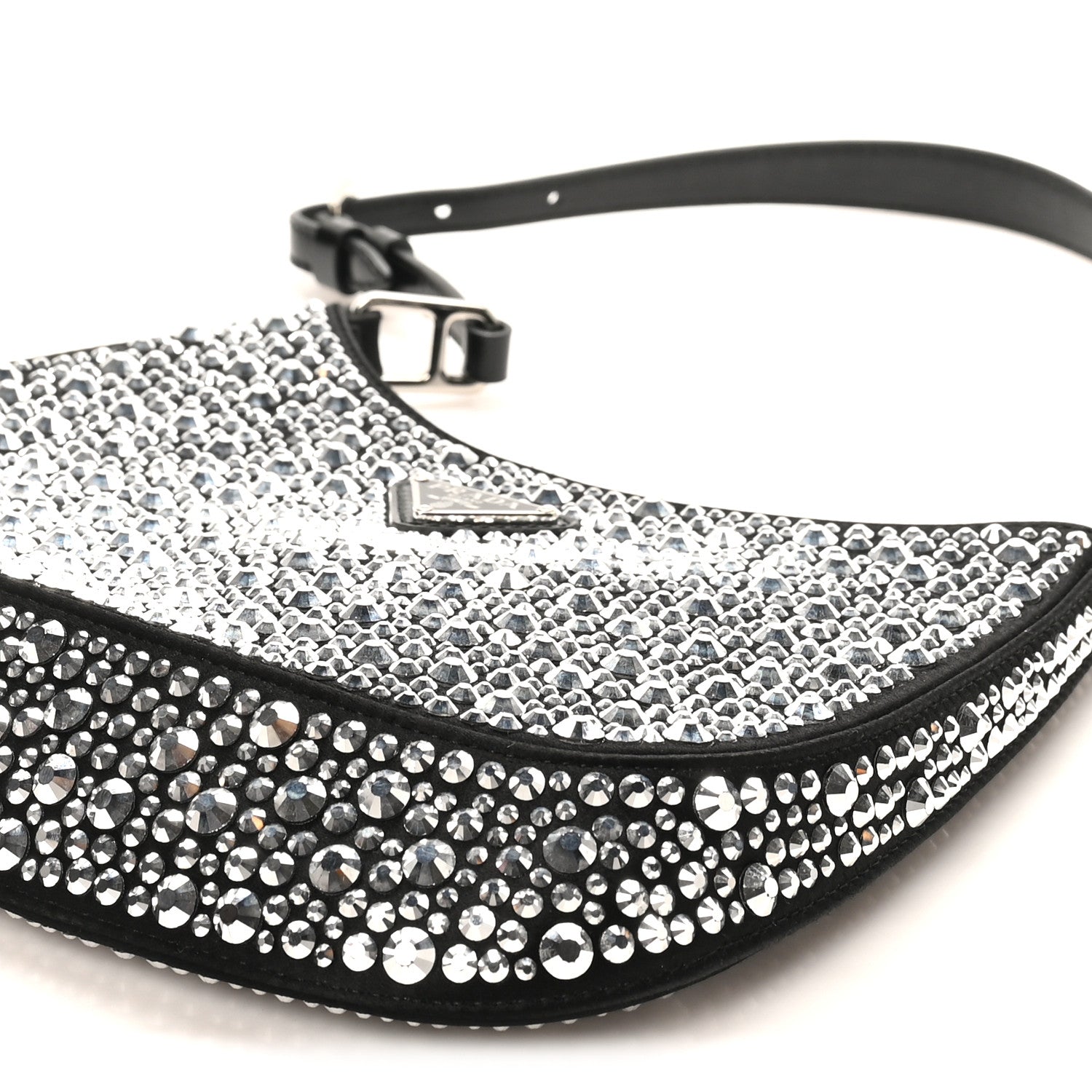 Satin Crystal Cleo Adjustable Strap Shoulder Bag Metal