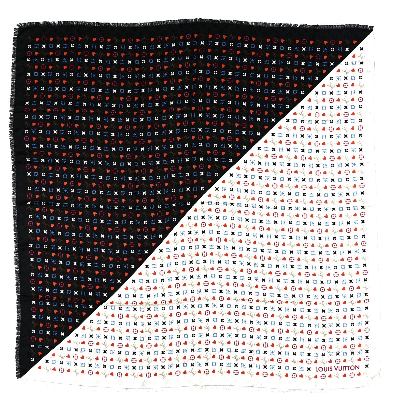 Silk Wool Game On Scarf Black White