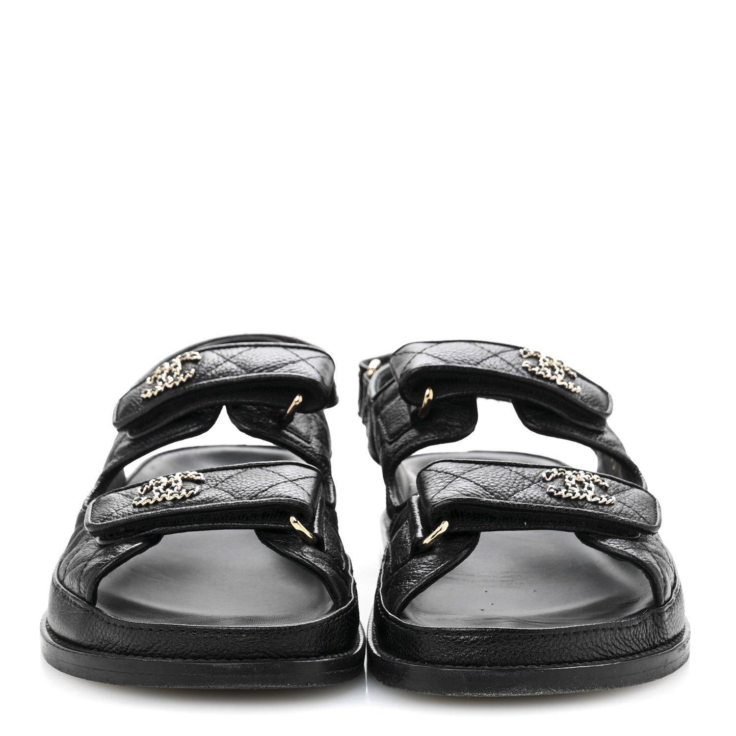 Grained Calfskin Velcro Dad Sandals 37.5 Black
