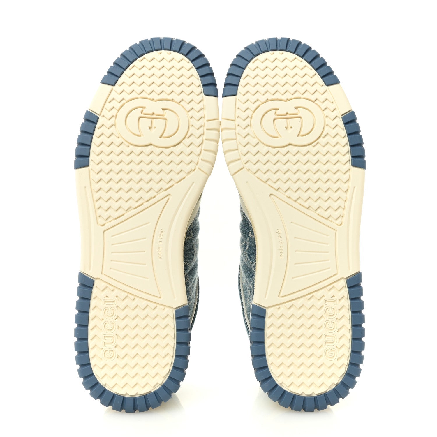 New Denim Delave GG Monogram Womens Re-Web Sneakers 40 Light Blue Royale