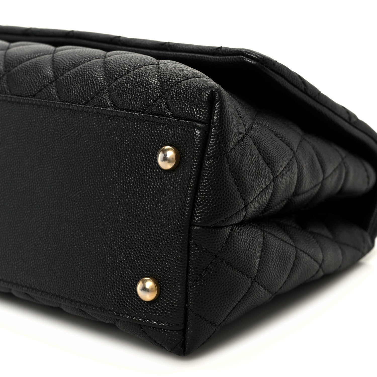 Caviar Quilted Small Coco Handle Flap Black