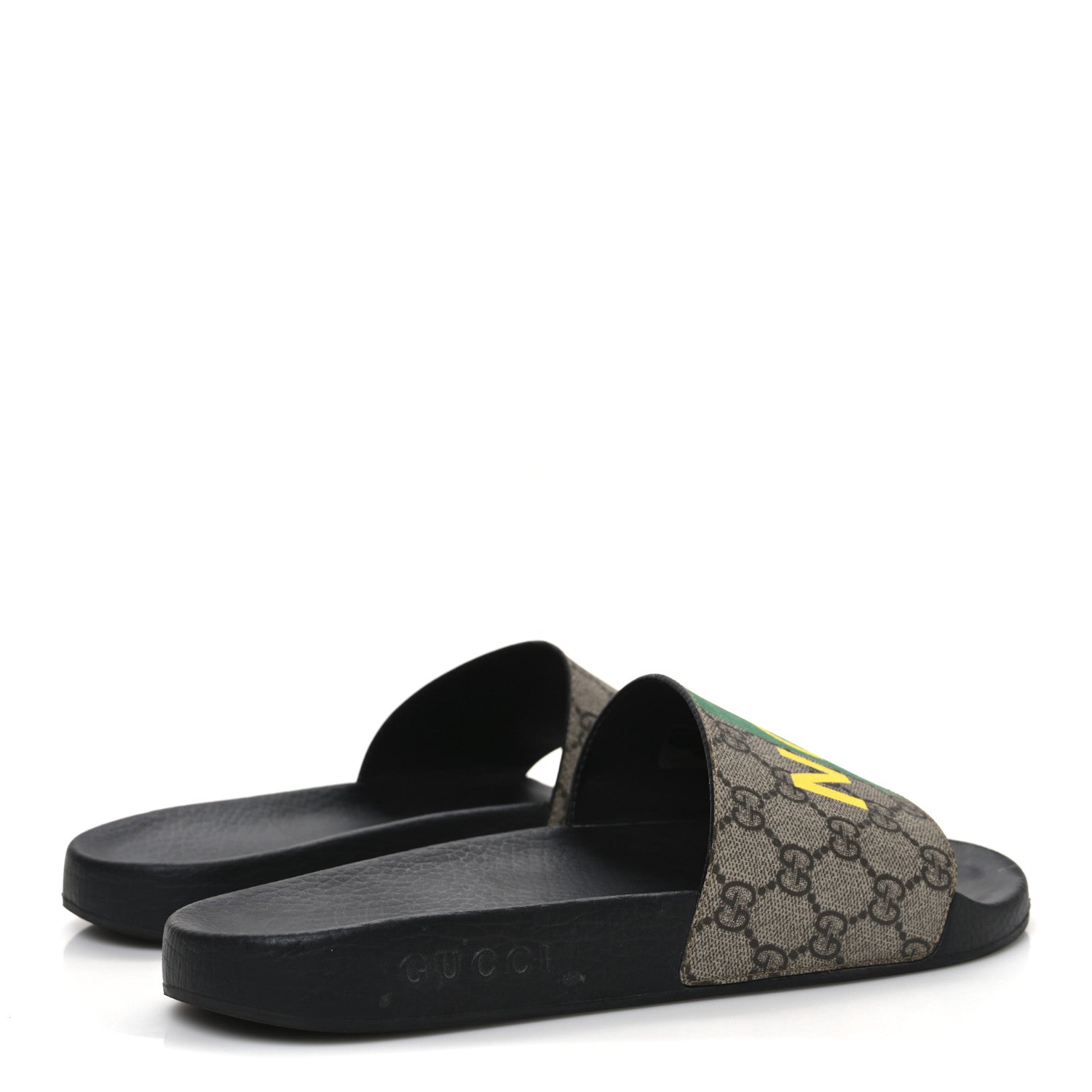GG Supreme Monogram Fake/Not Mens Slide Sandals 11 Beige Ebony