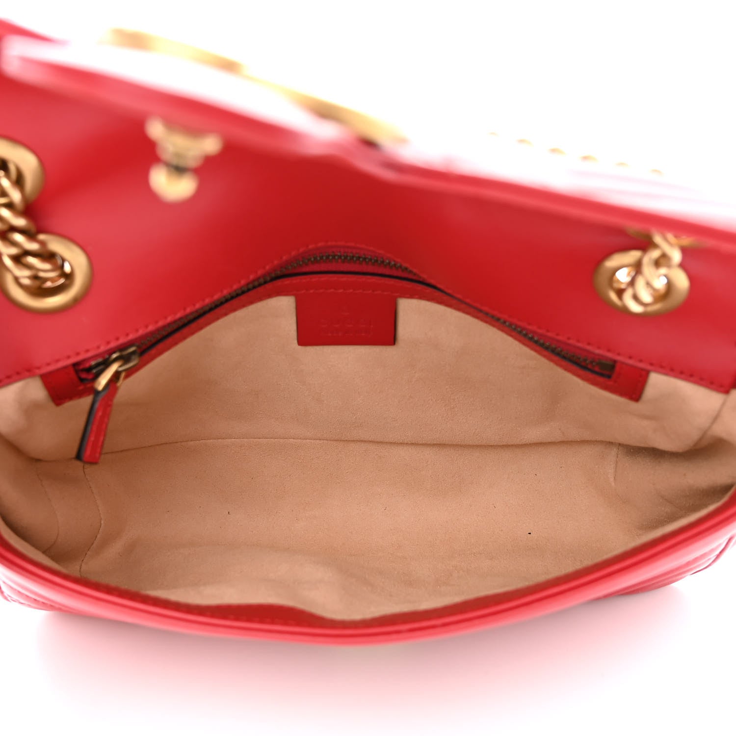 Calfskin Matelasse Small GG Marmont Shoulder Bag Hibiscus Red