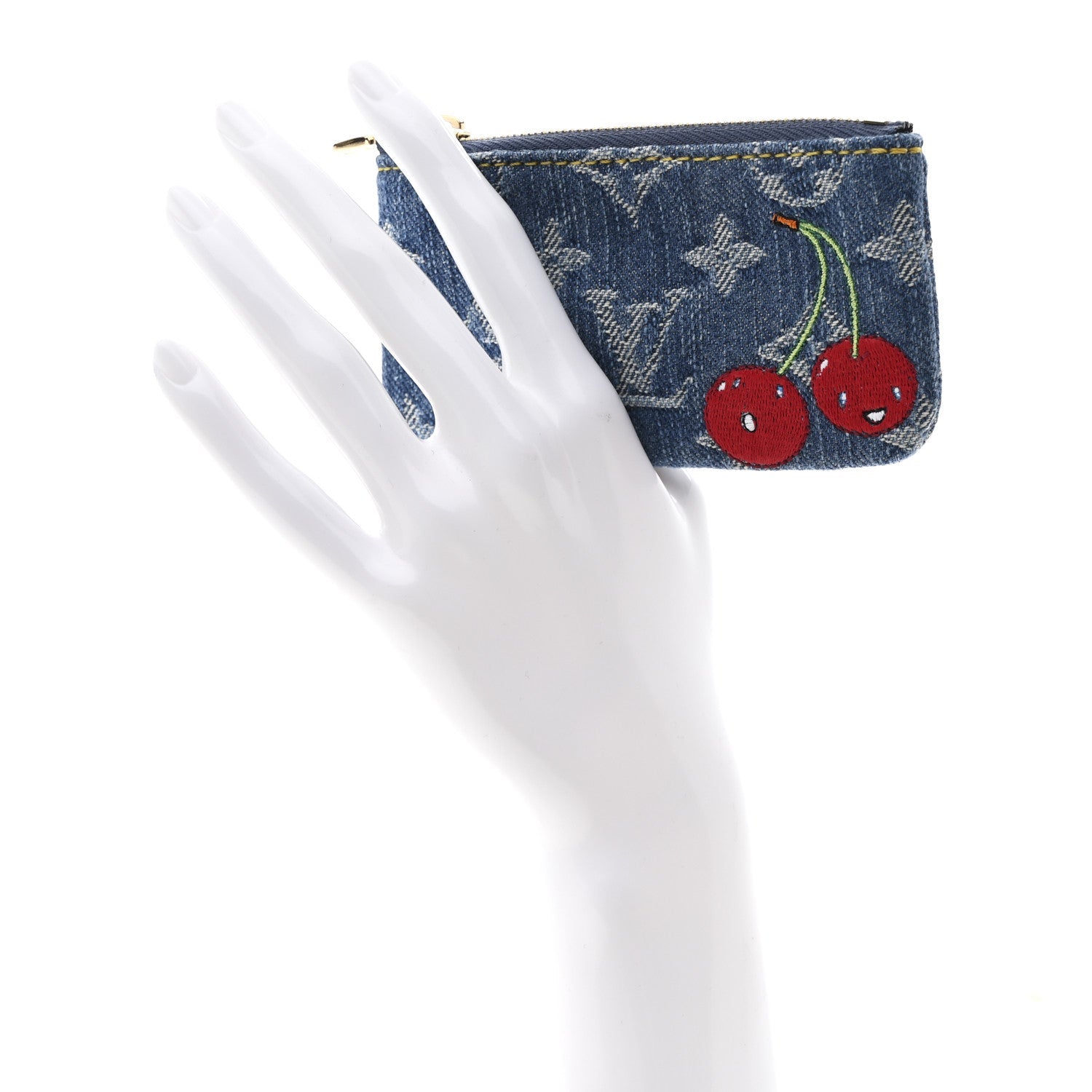 LV X TM Monogram Denim Cerises Key Pouch Blue