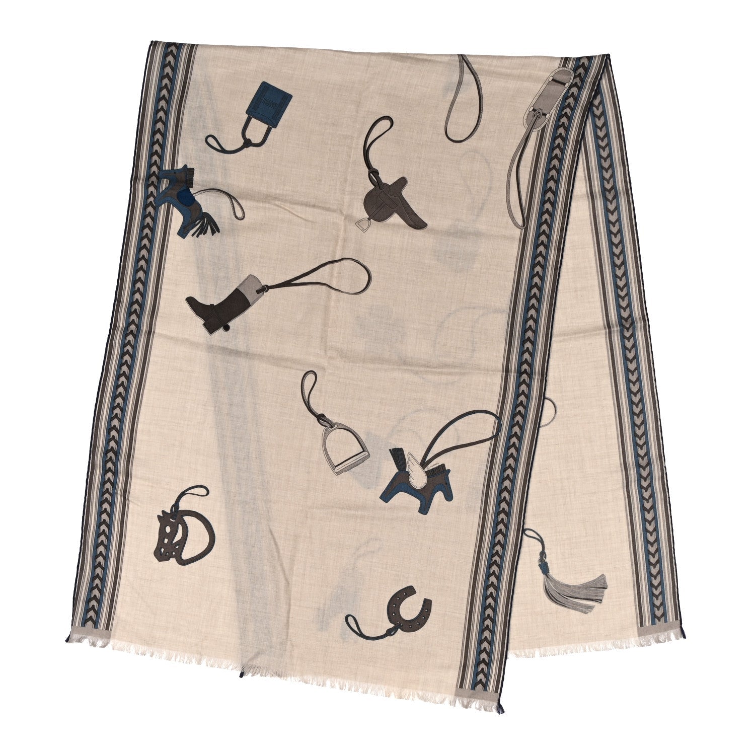 Cashmere Silk Et Gris Gris Rectangle Scarf Naturel Taupe Beige