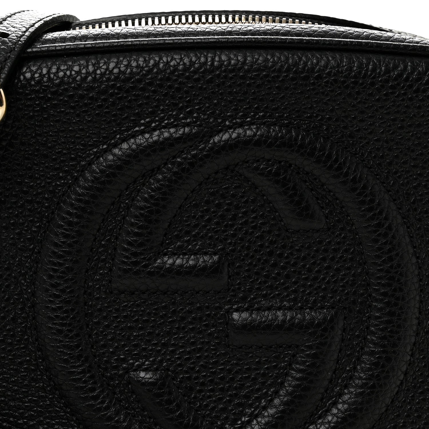 Pebbled Calfskin Small Soho Disco Bag Black