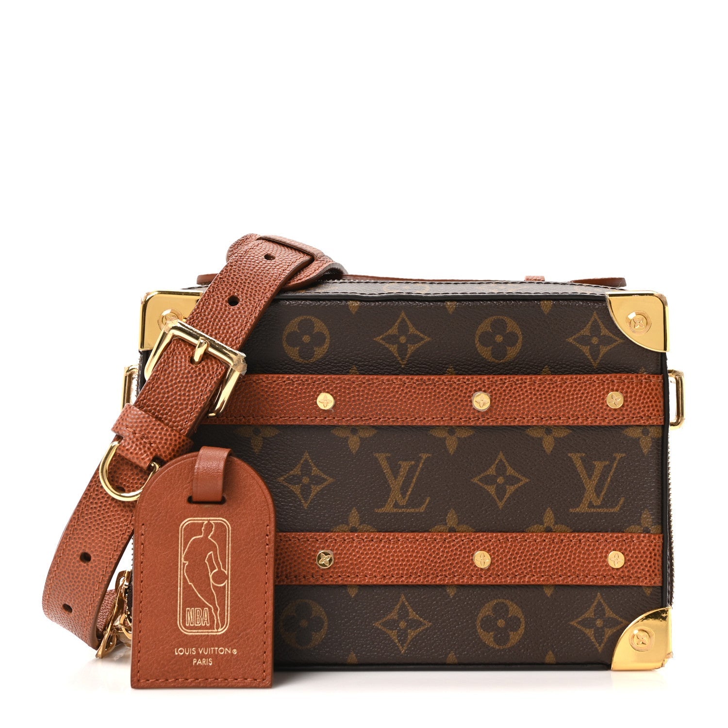 X NBA Grained Calfskin Monogram Handle Trunk Brown