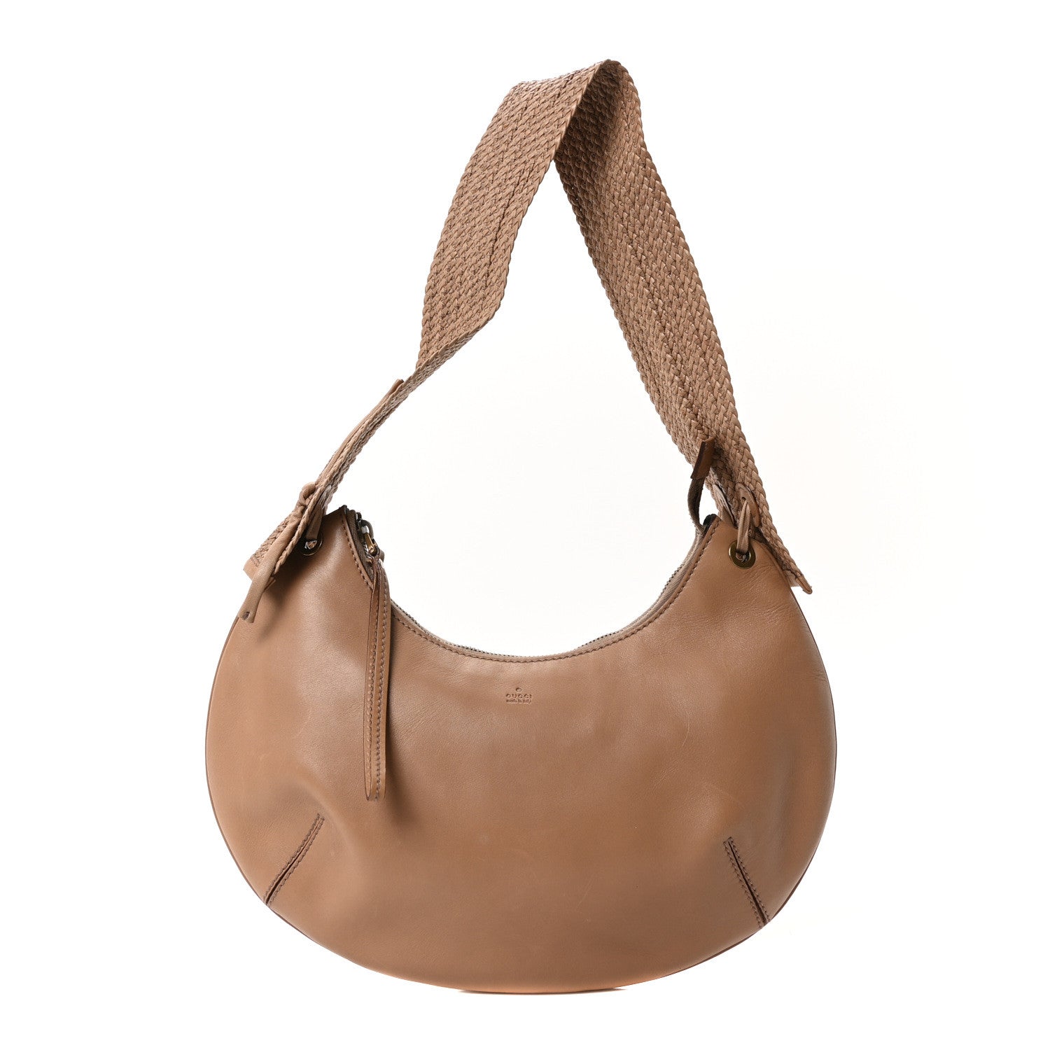 Calfskin Raffia Shoulder Bag Beige