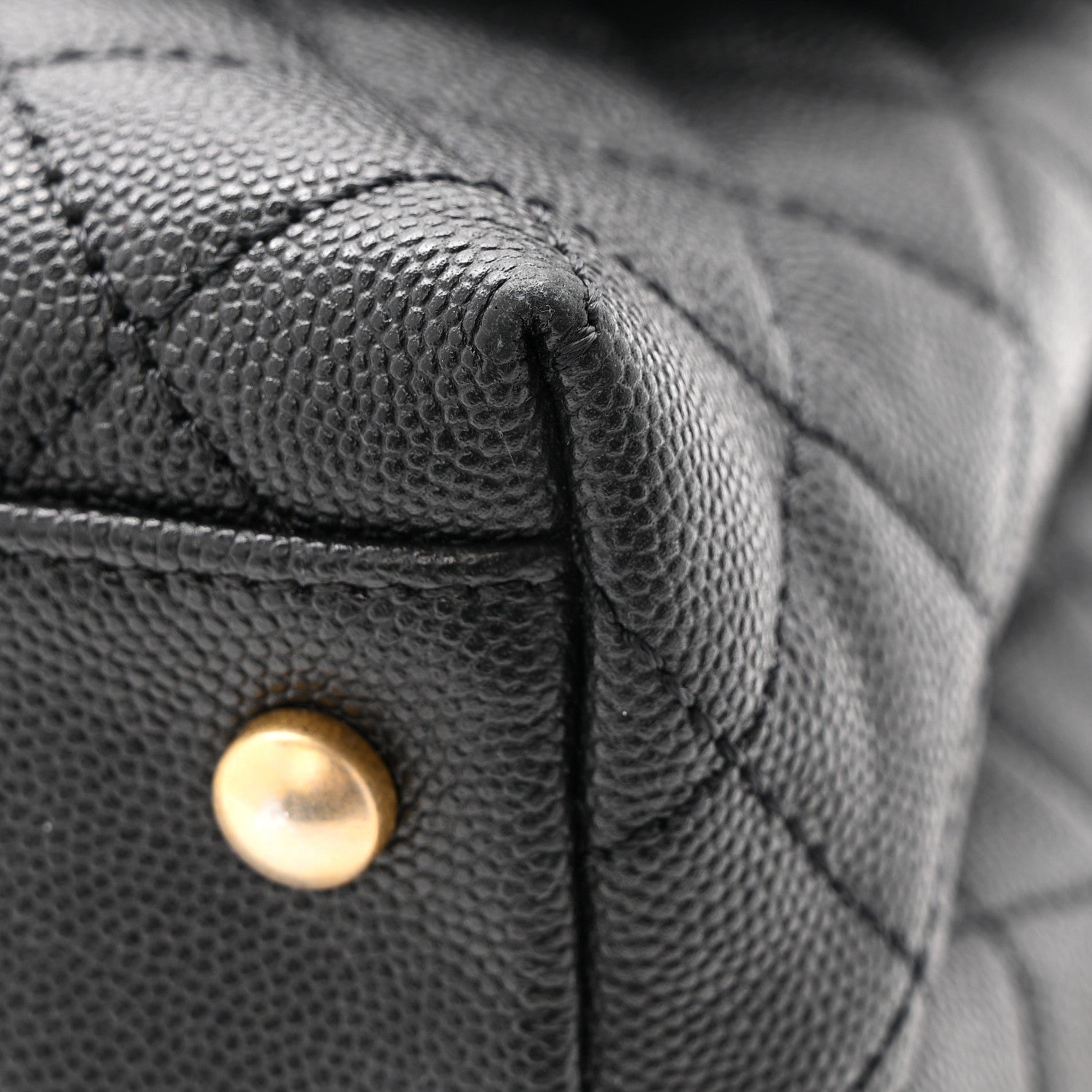 Caviar Quilted Small Coco Handle Flap Black