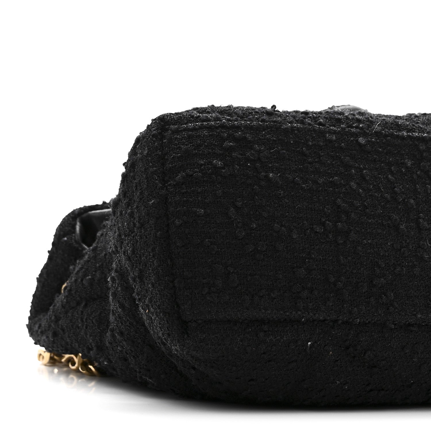 Boucle Tweed Quilted Small Loulou Puffer Monogram Chain Satchel Black
