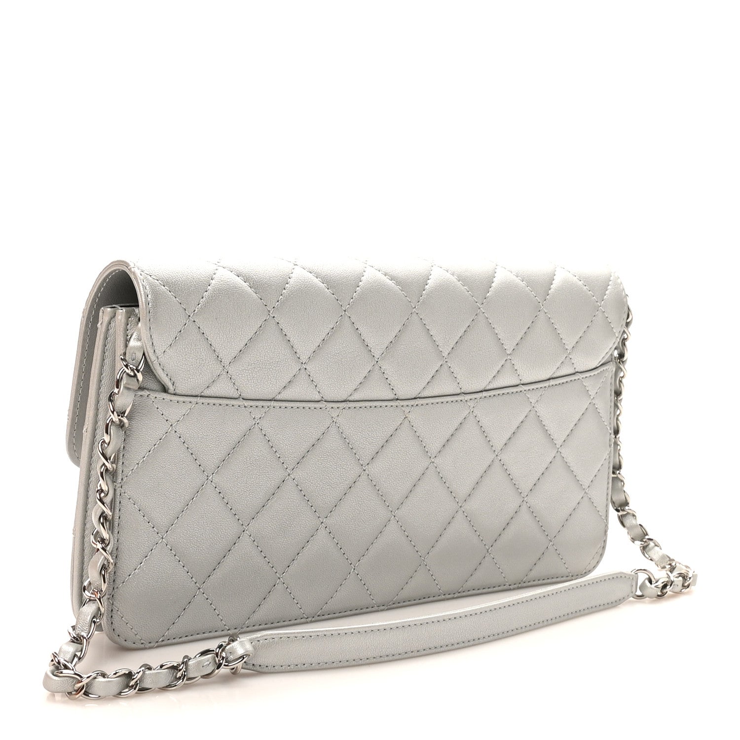 Metallic Sheepskin Quilted Small Beauty Lock Flap Silver