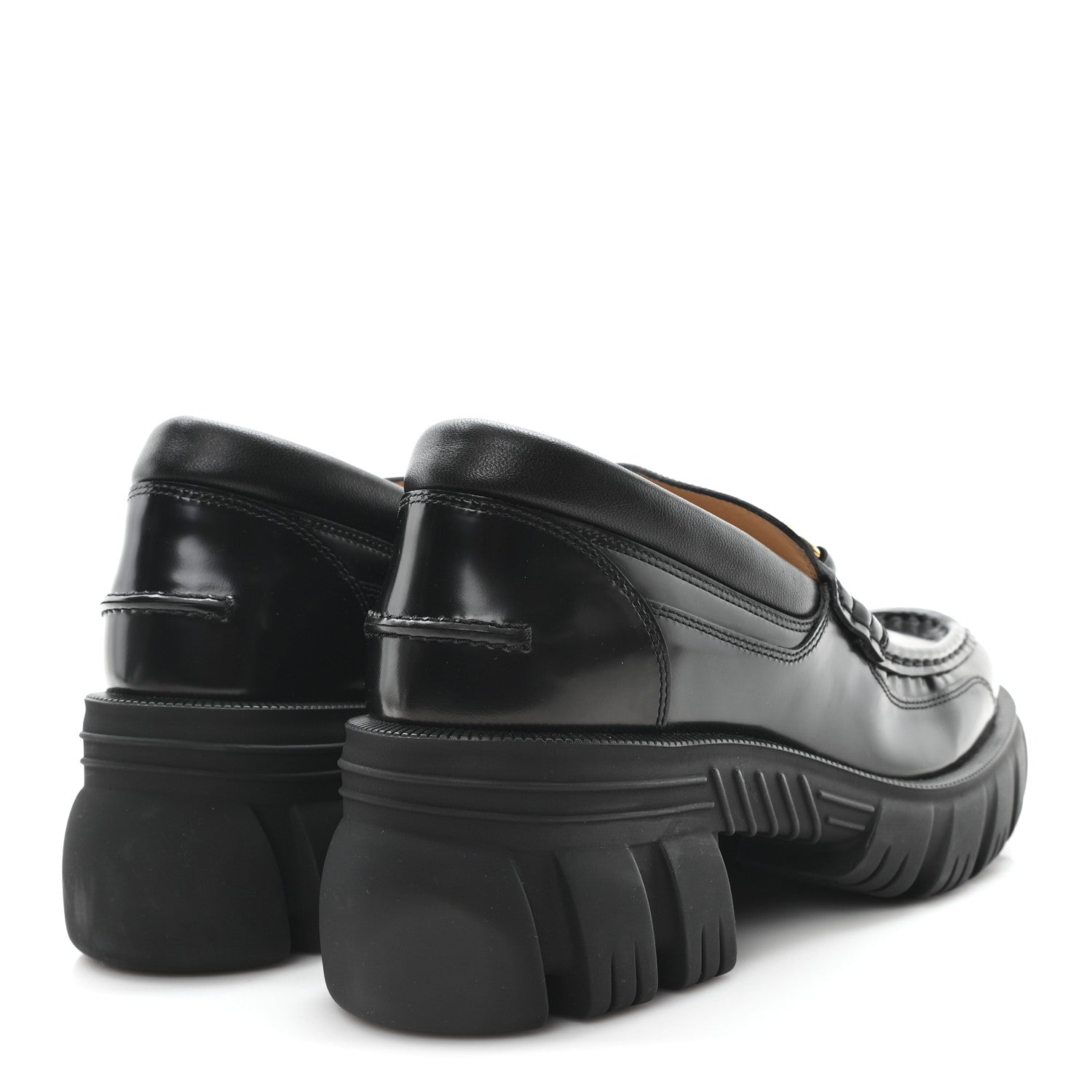 Magnum Calfskin Nappa Samoa Womens Horsebit Platform Chunky Lug Sole 40mm Loafers 41 Black