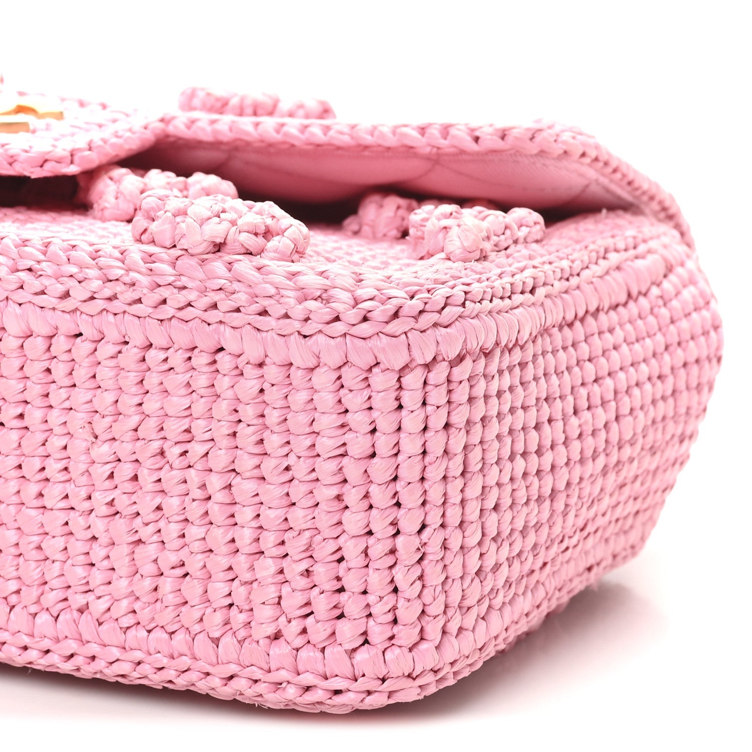 Raffia Small Dolce Raffia Flap Bag Pink