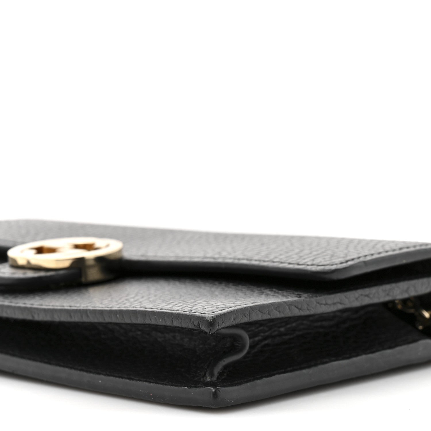 Dollar Calfskin Interlocking G Chain Wallet Black