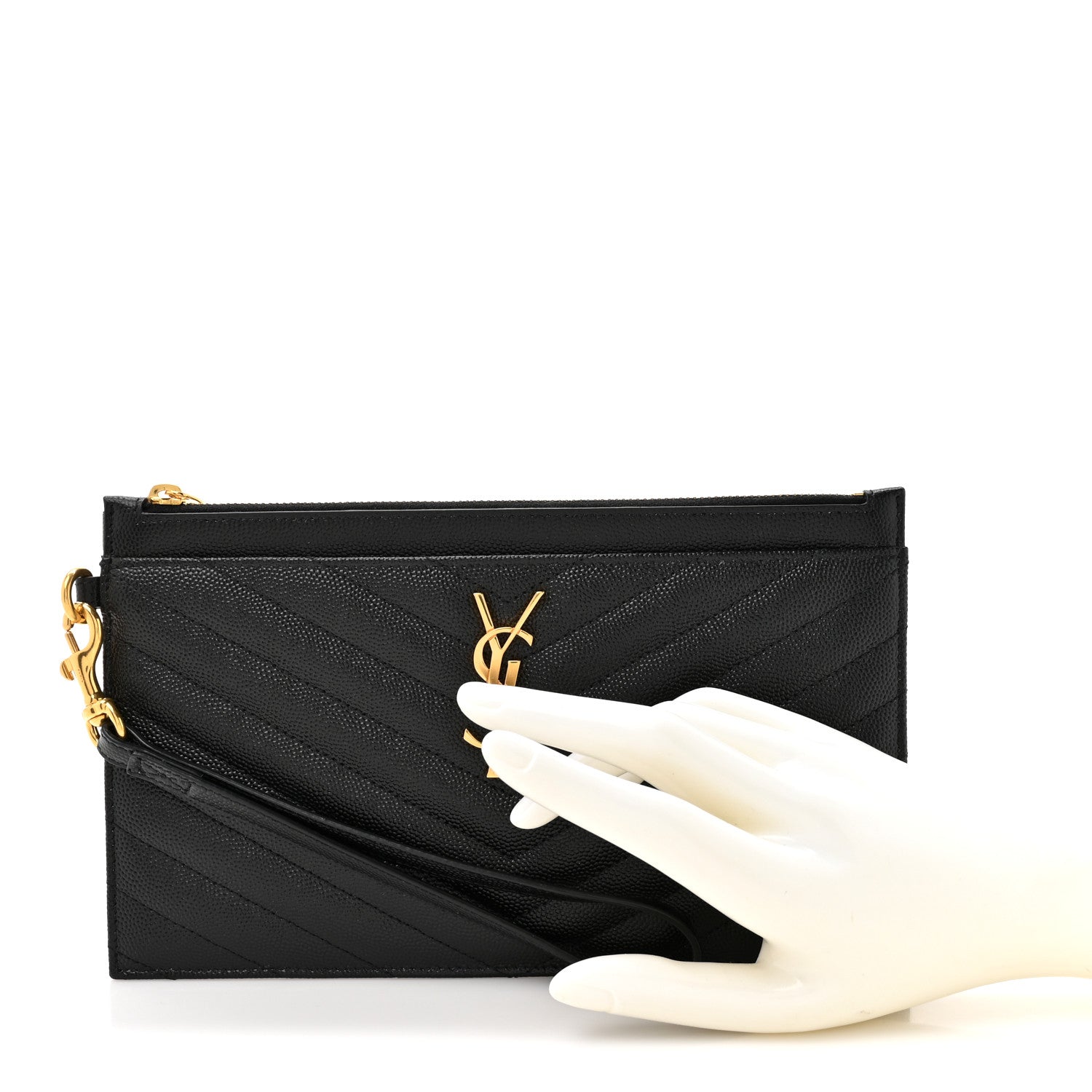 Grain De Poudre Chevron Monogram Large Bill Pouch Black