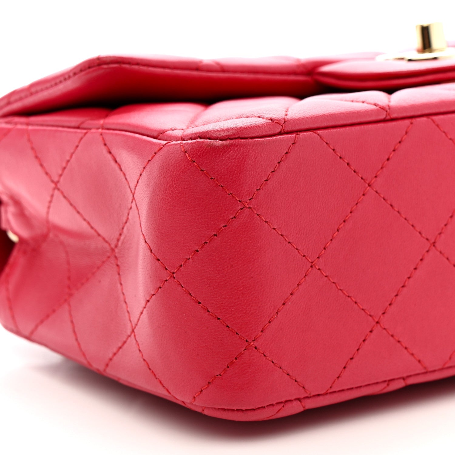 Lambskin Quilted Mini Rectangular Flap Red