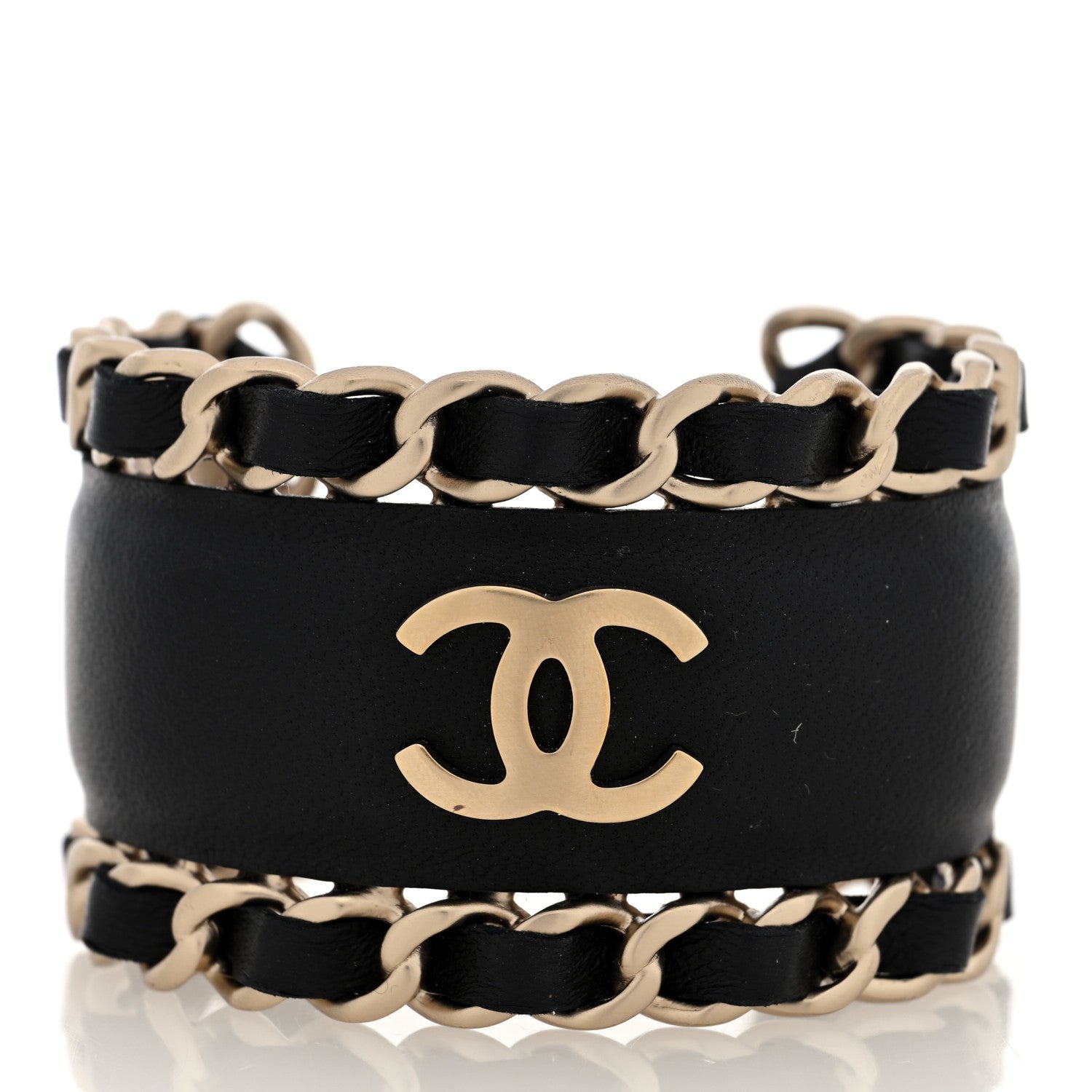 Lambskin Chain CC Cuff S Black Gold