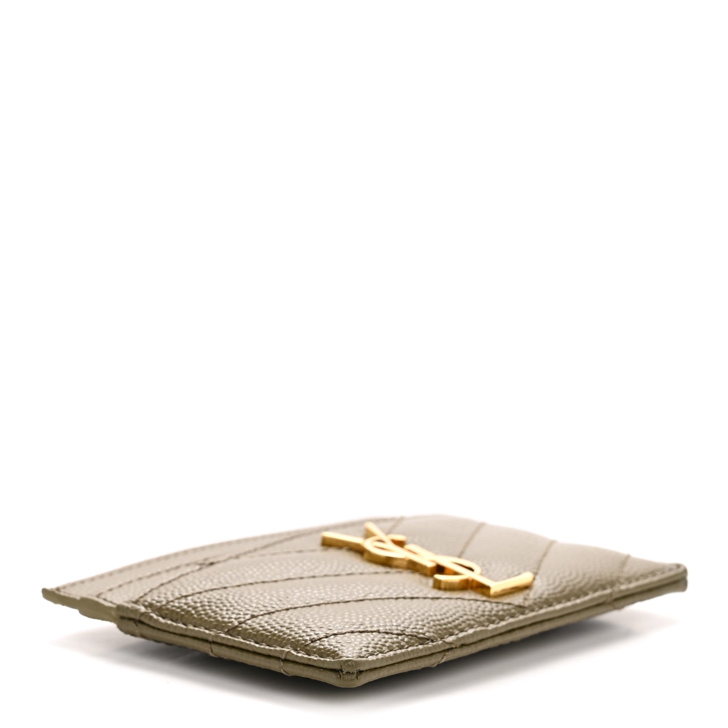 Grain De Poudre Matelasse Chevron Monogram Credit Card Case Vert Kaki