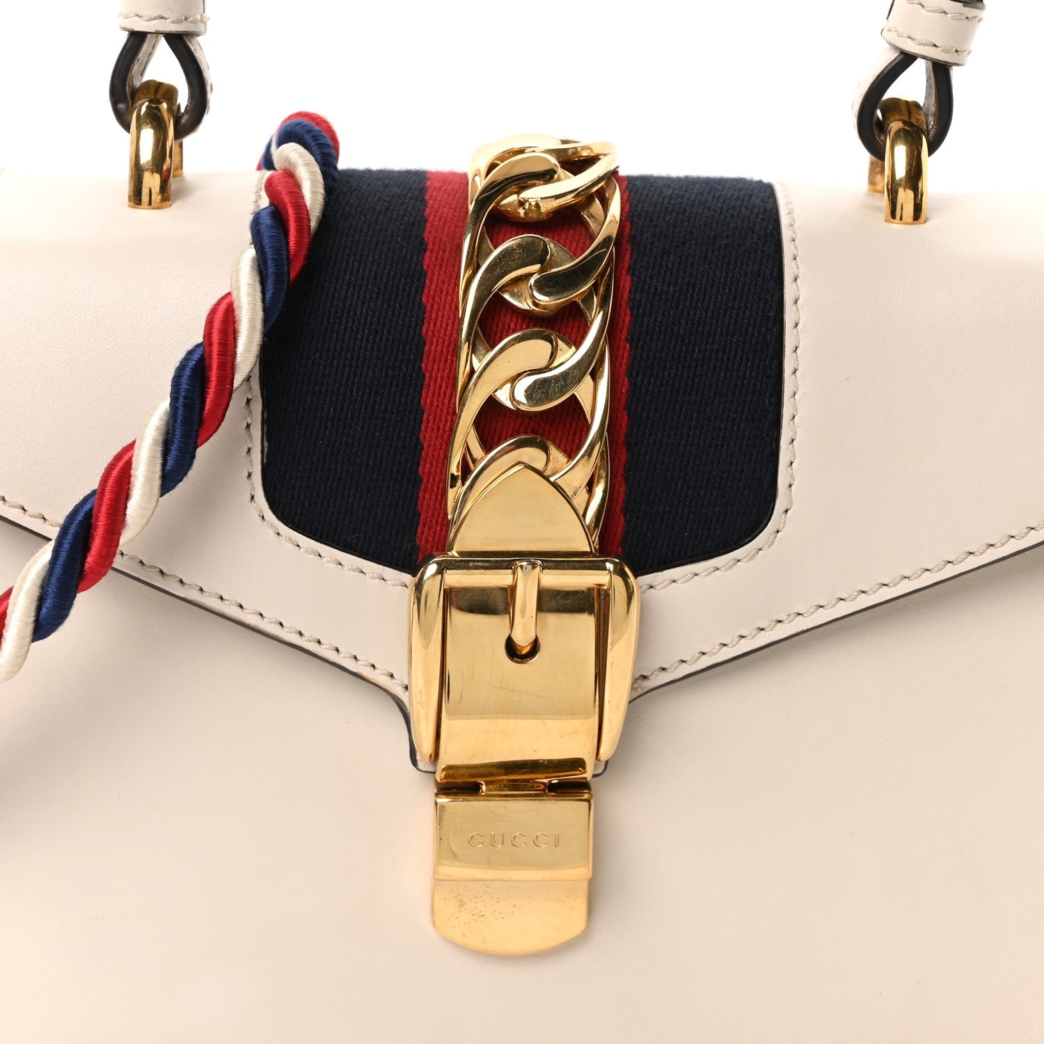 Calfskin Mini Sylvie Top Handle Bag White