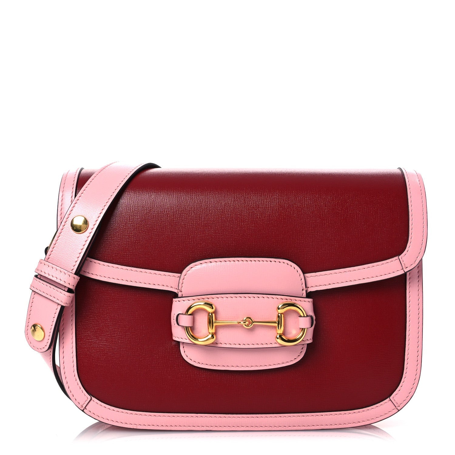 Azalea Calfskin Horsebit 1955 Shoulder Bag New Cherry Red Wild Rose