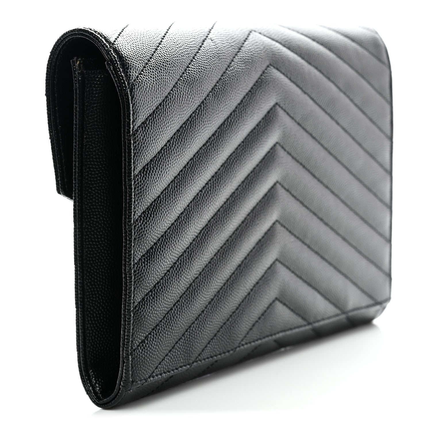 Grain De Poudre Matelasse Chevron Monogram Monochrome Envelope Clutch Black
