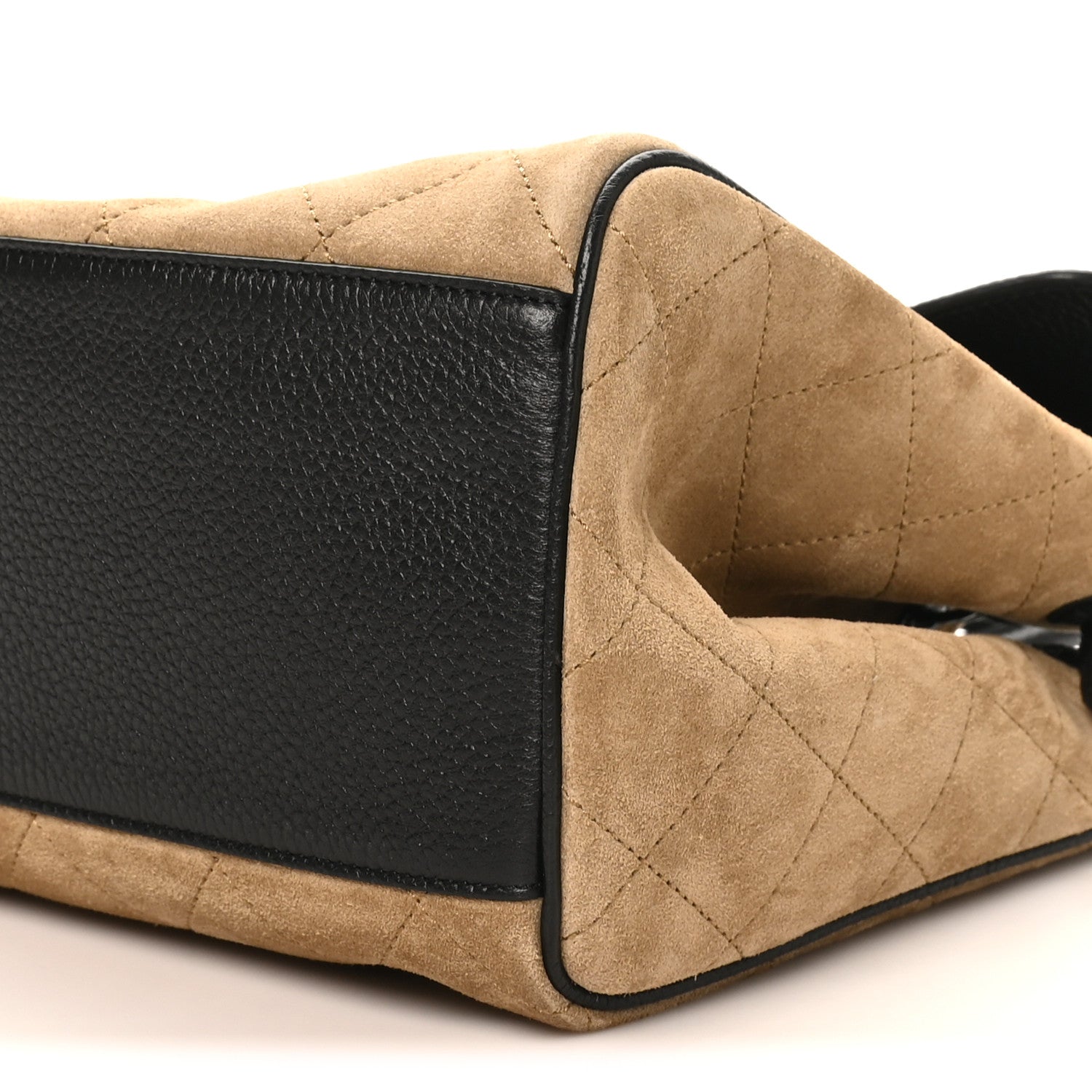 Grained Calfskin Suede Urban Essentials Shopping Bag Beige Black