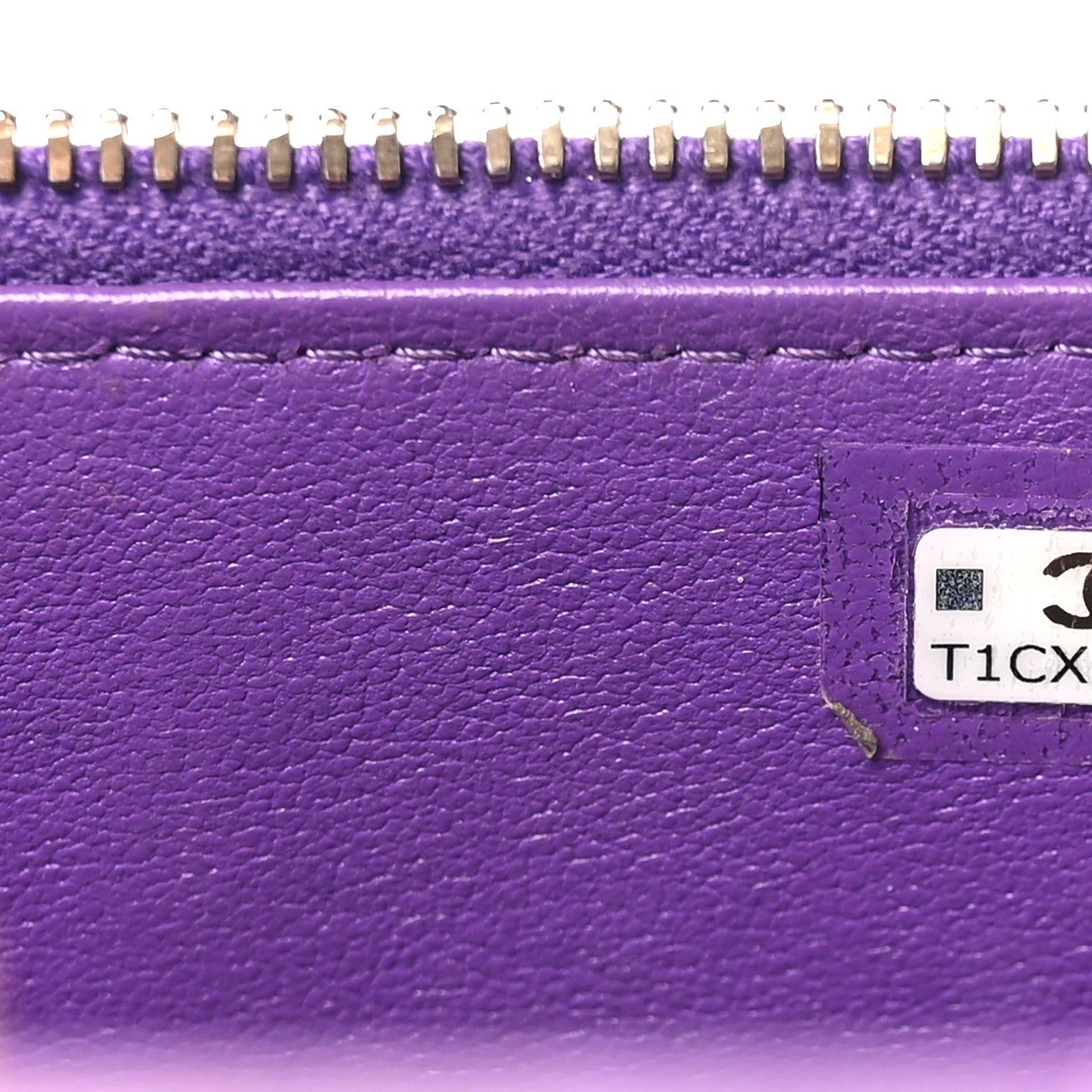 Lambskin Quilted Small Top Handle Vanity Case With Chain Purple